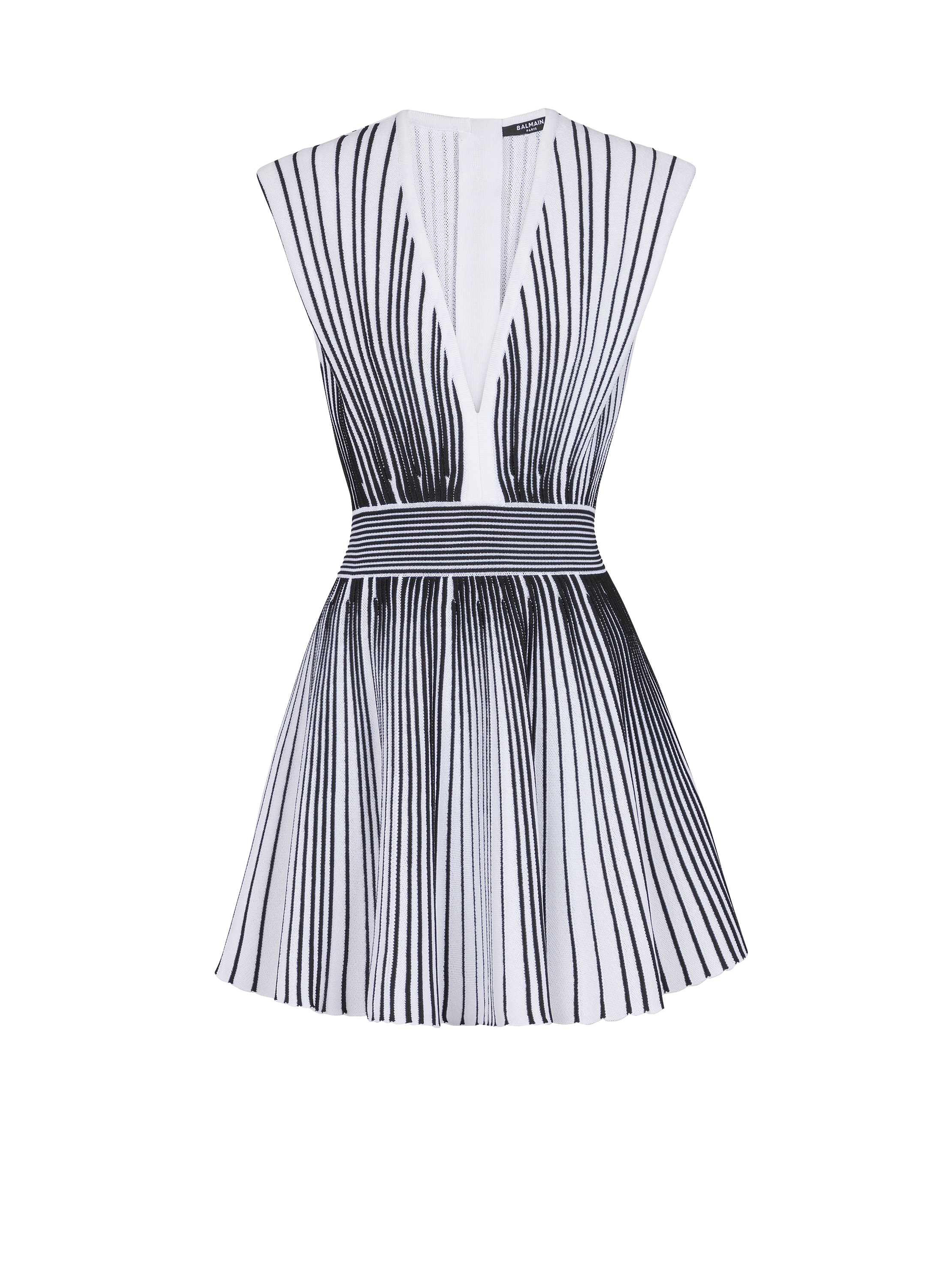 Two-tone flared knit dress