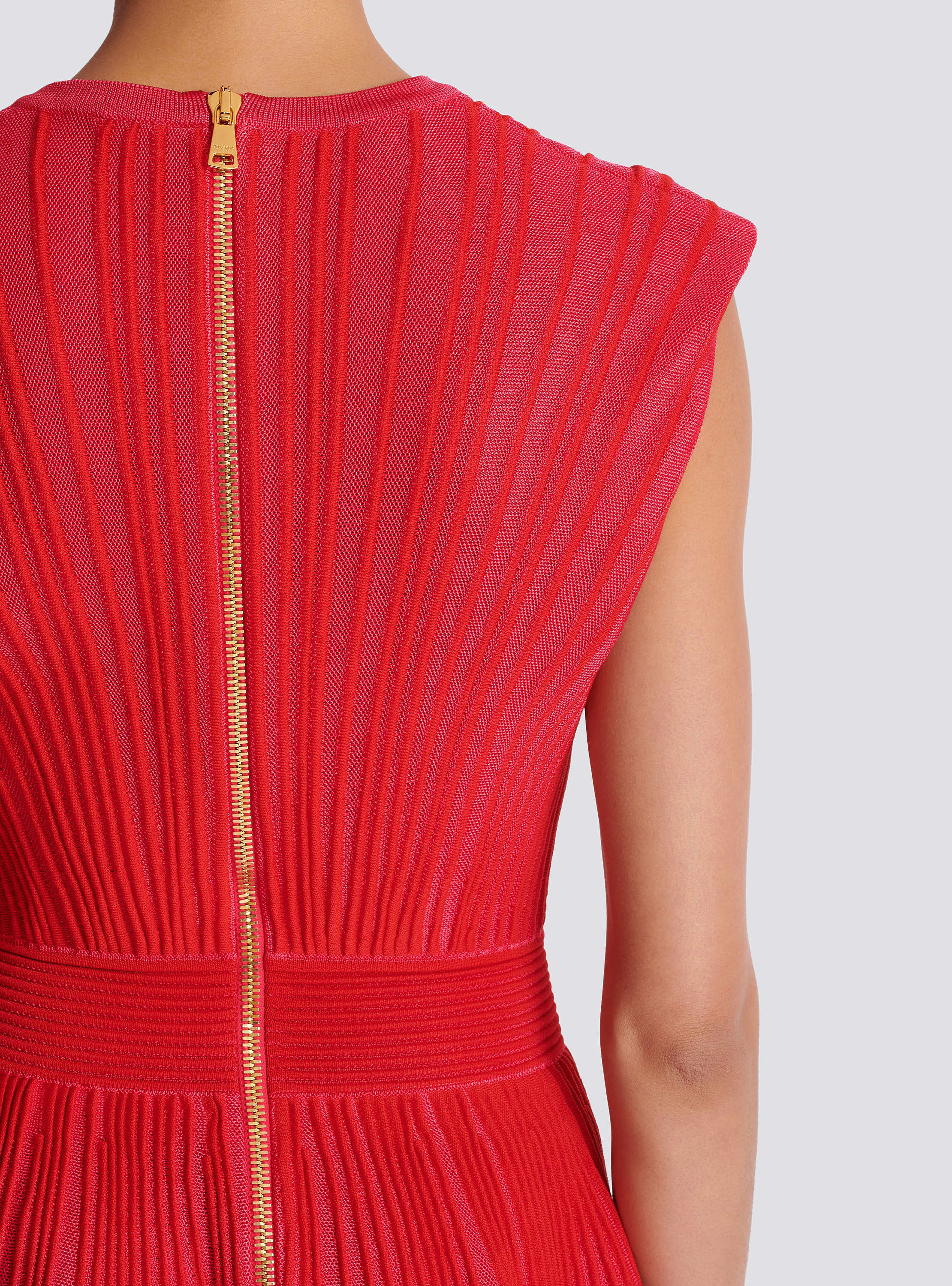 Two-tone flared knit dress - Women | BALMAIN