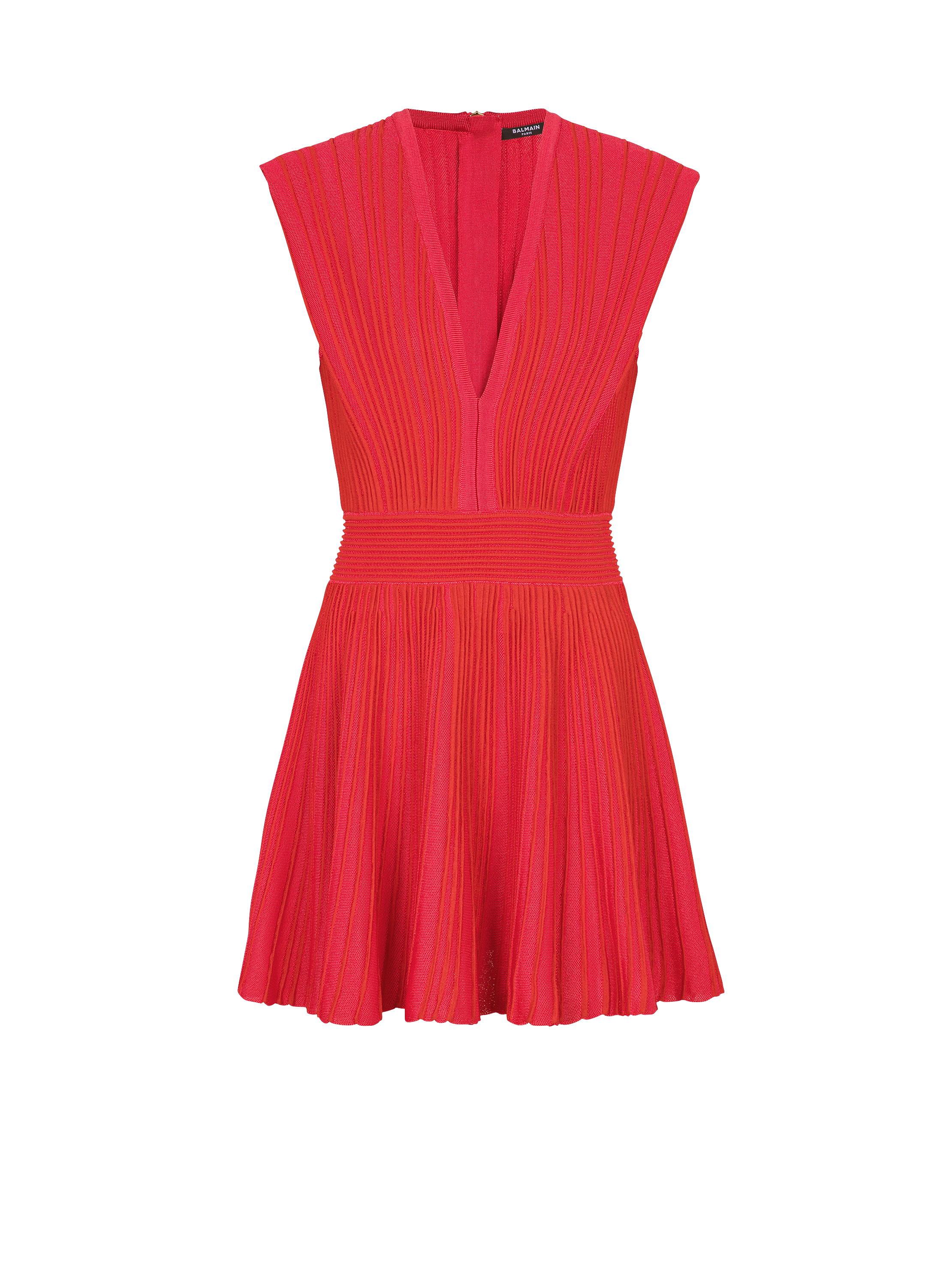 Two-tone flared knit dress