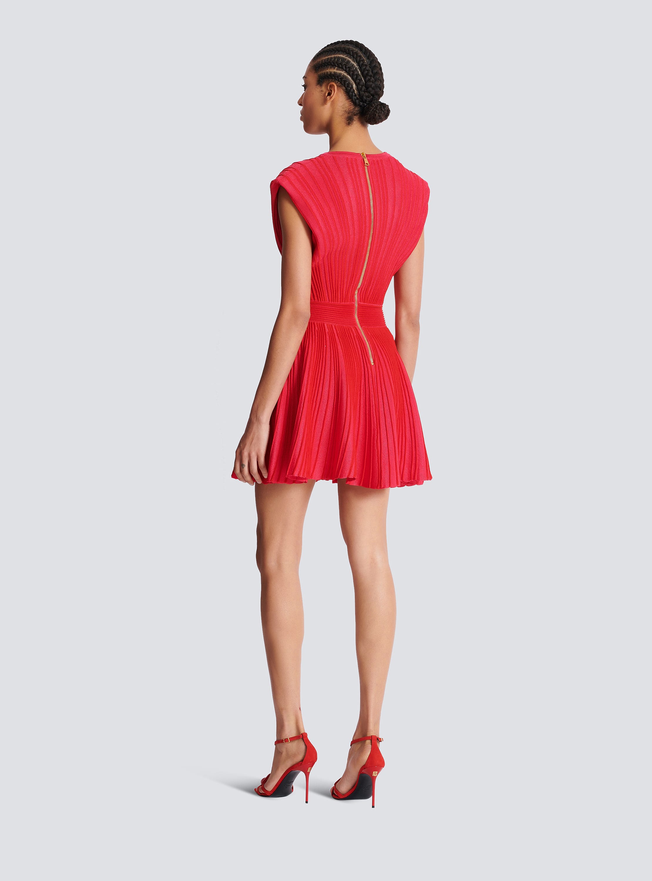 ワンピース BALMAIN FW24 Two-tone knit dress (DF1R8053KG59 UIH) Two-tone knit dress with buttons - Women | BALMAIN