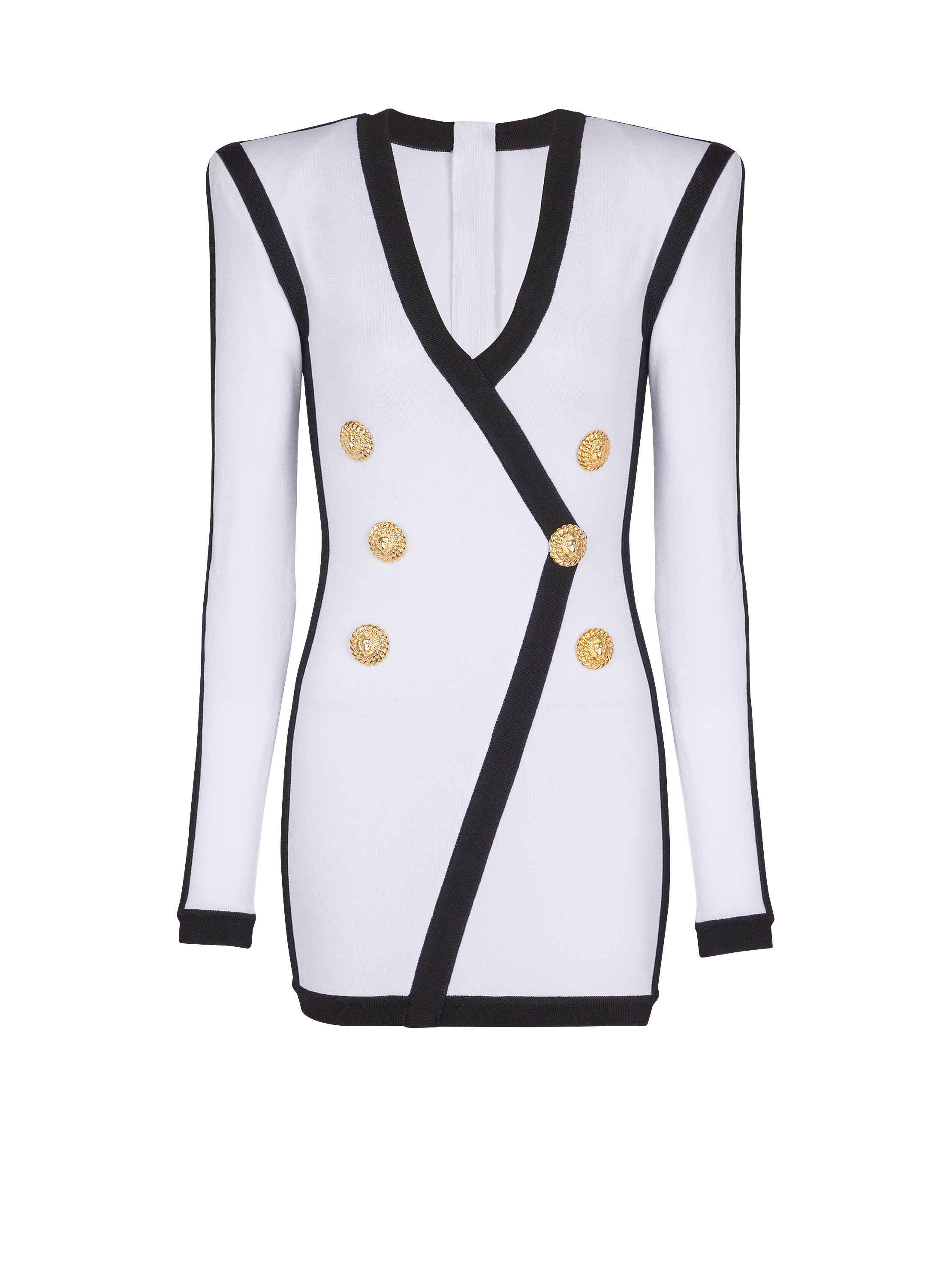 Long-sleeve v-neck tailored bodycon mini dress