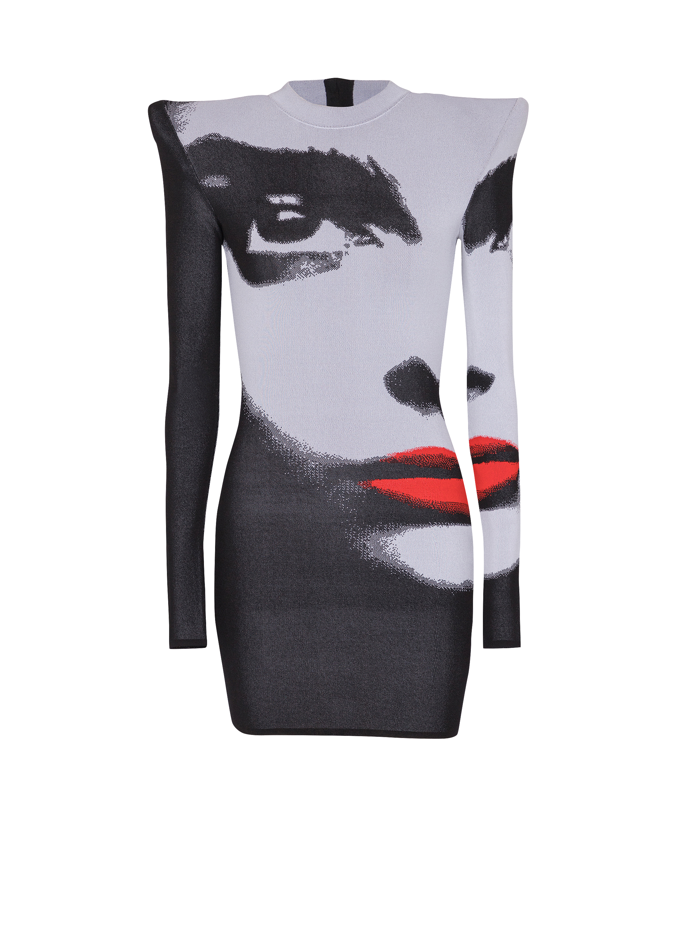 Jacquard knit dress with Face motif