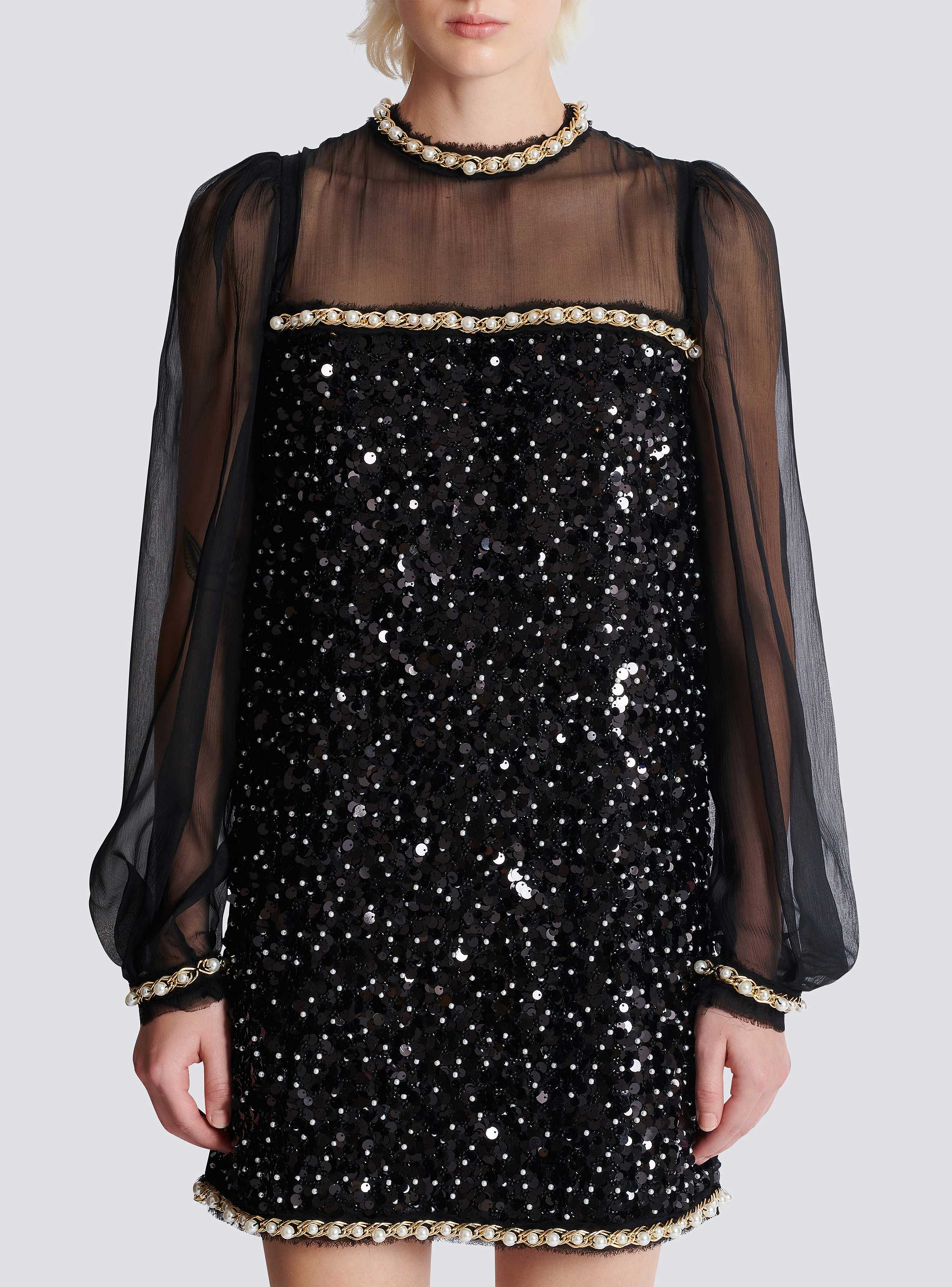 Chiffon and beaded sequin dress