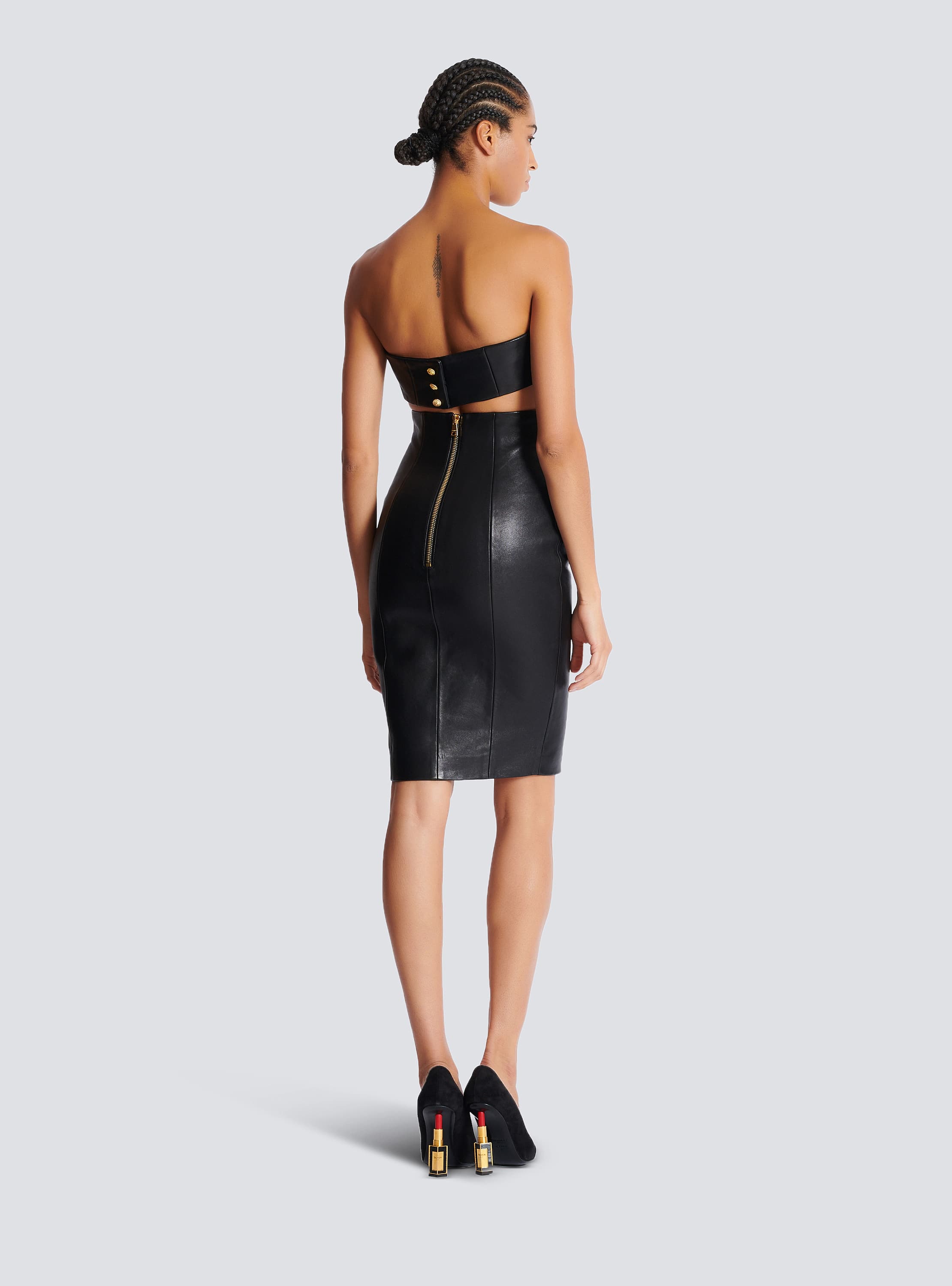 ワンピースその他 BALMAIN Women Dresses TF16986I334 EAB Black Strapless lambskin dress black black - Women | BALMAIN