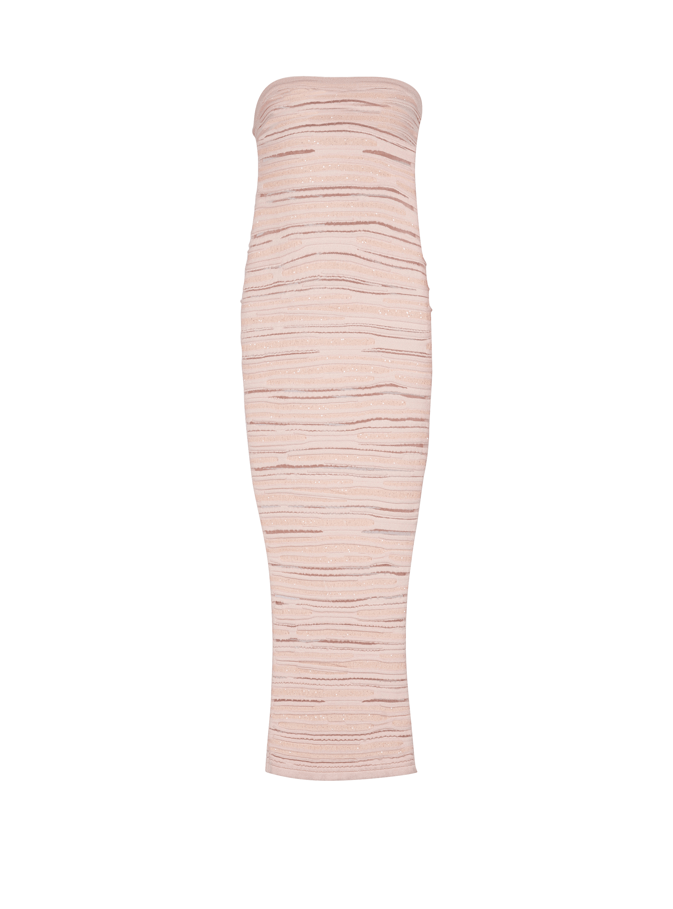 Strapless dress in shiny rolled knit