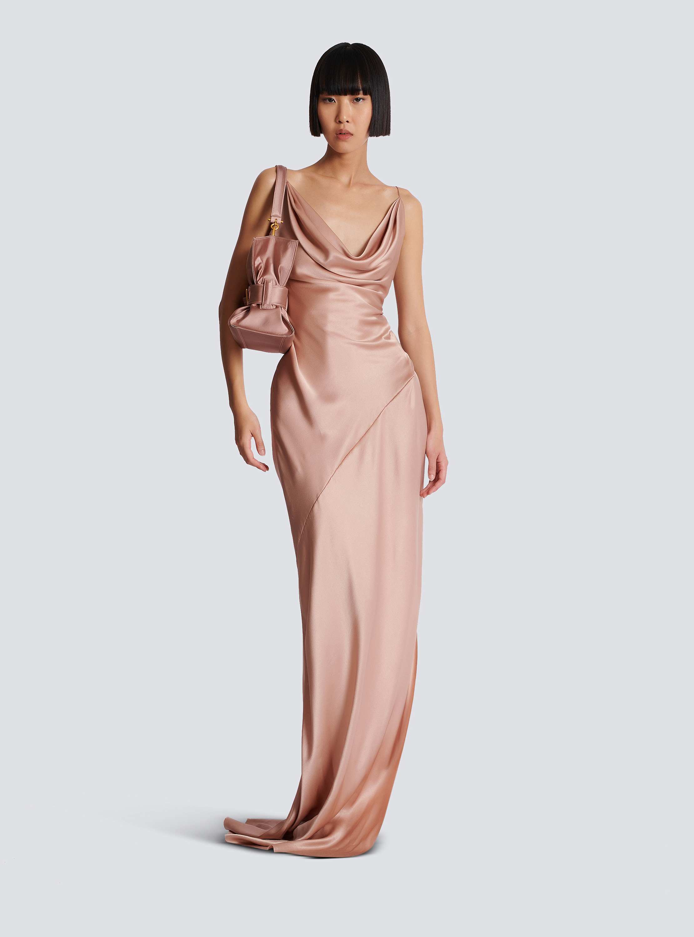 Draped satin slit dress - Women | BALMAIN
