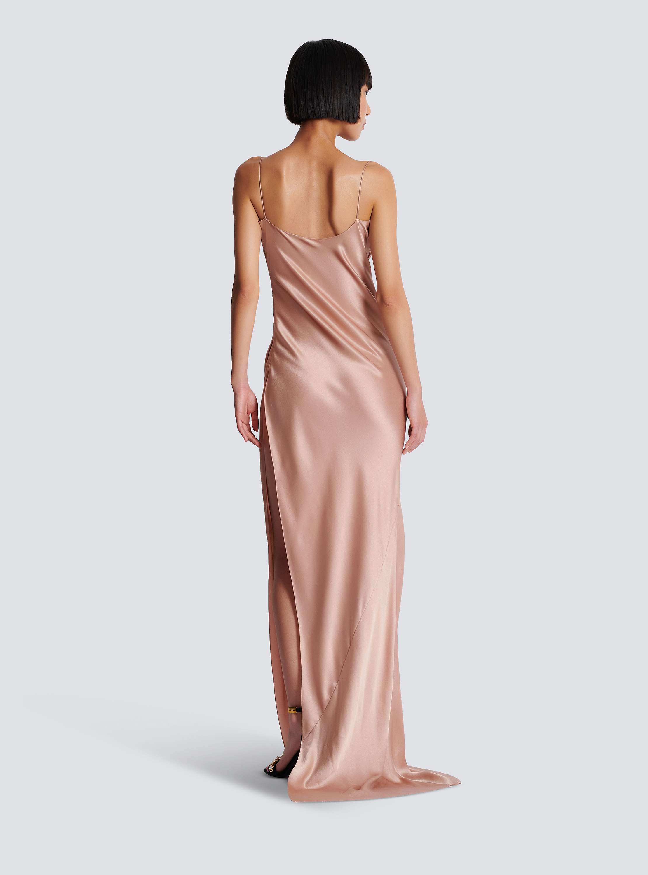 Draped satin slit dress - Women | BALMAIN