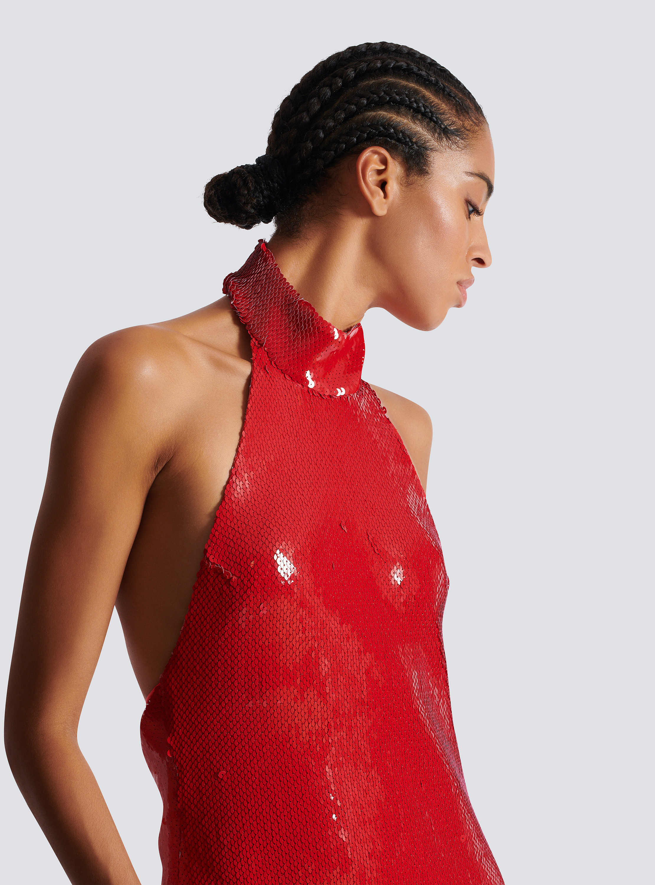 Long sequin halterneck dress