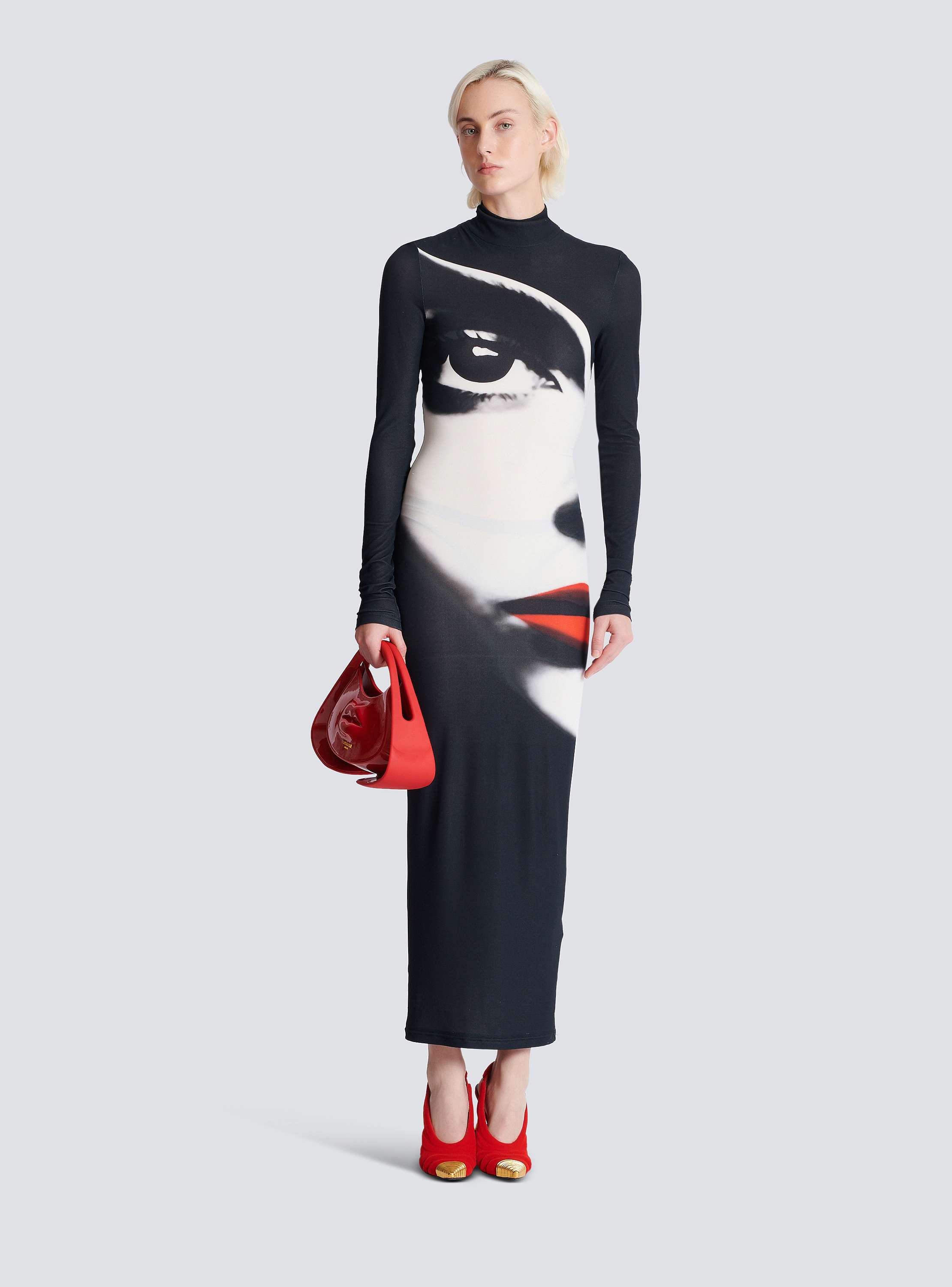 【送料&関税込】Balmain Printed Dress Bodycon long dress with face print - Women | BALMAIN