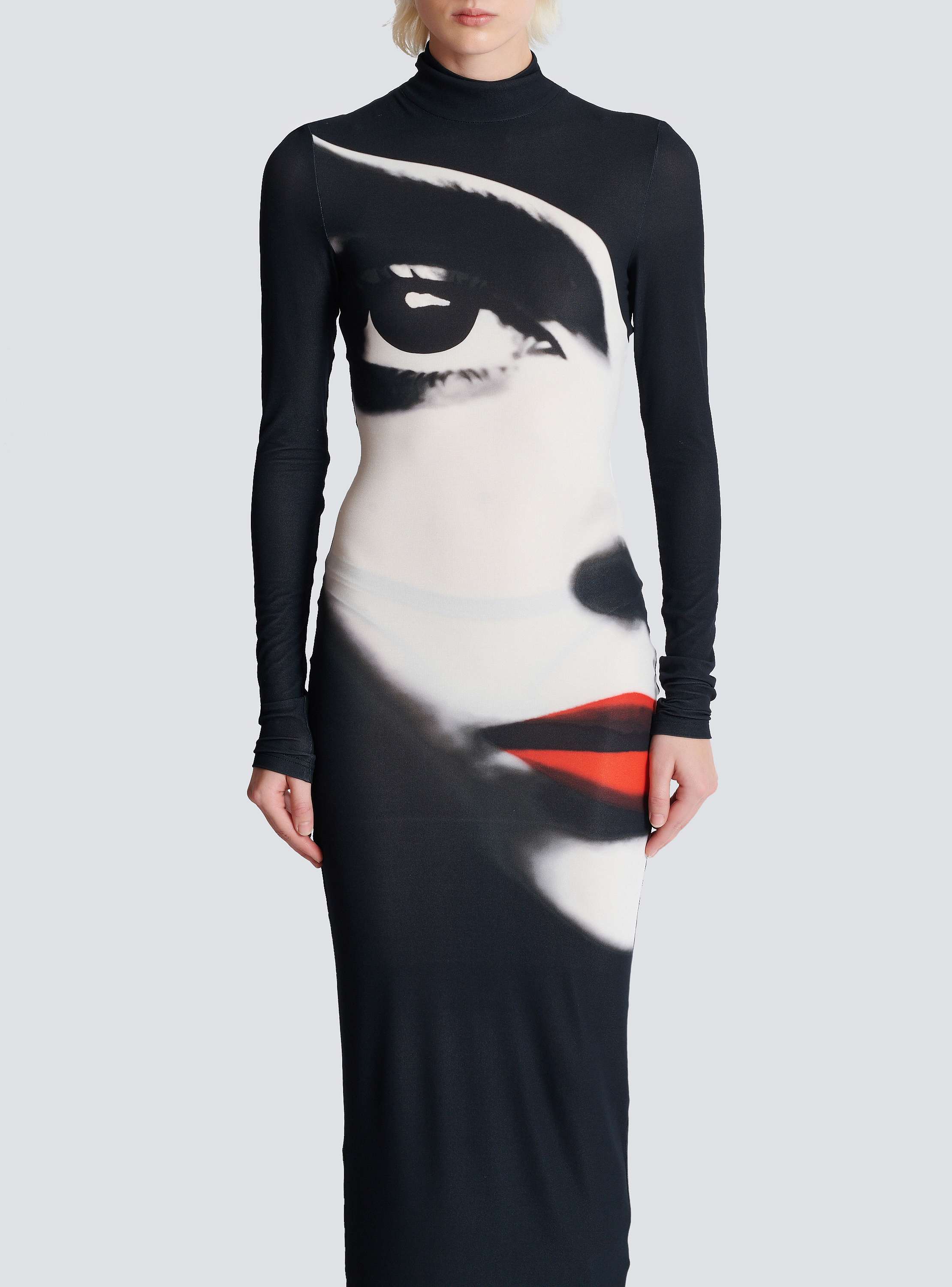 Bodycon long dress with face print