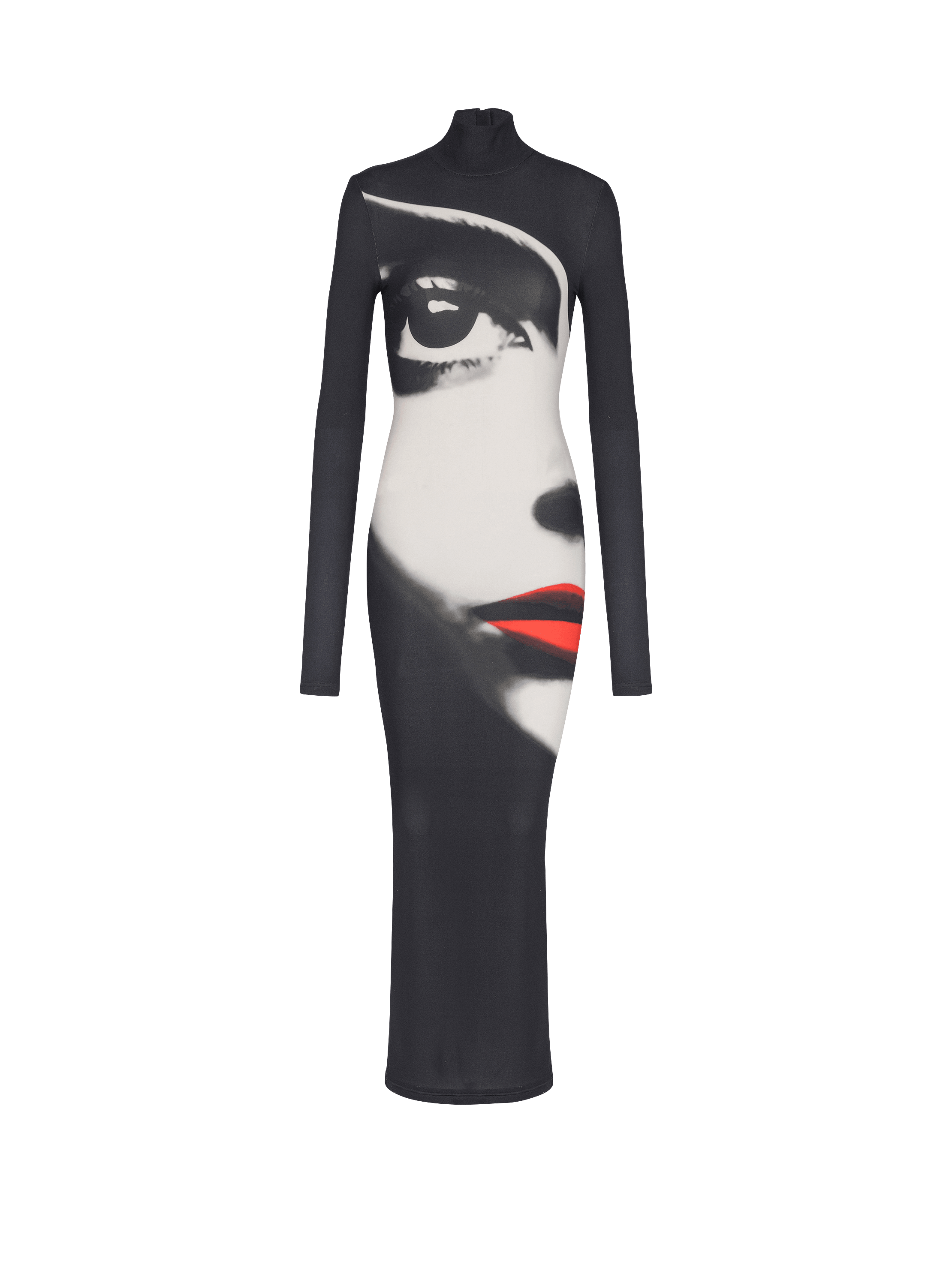 Bodycon long dress with face print