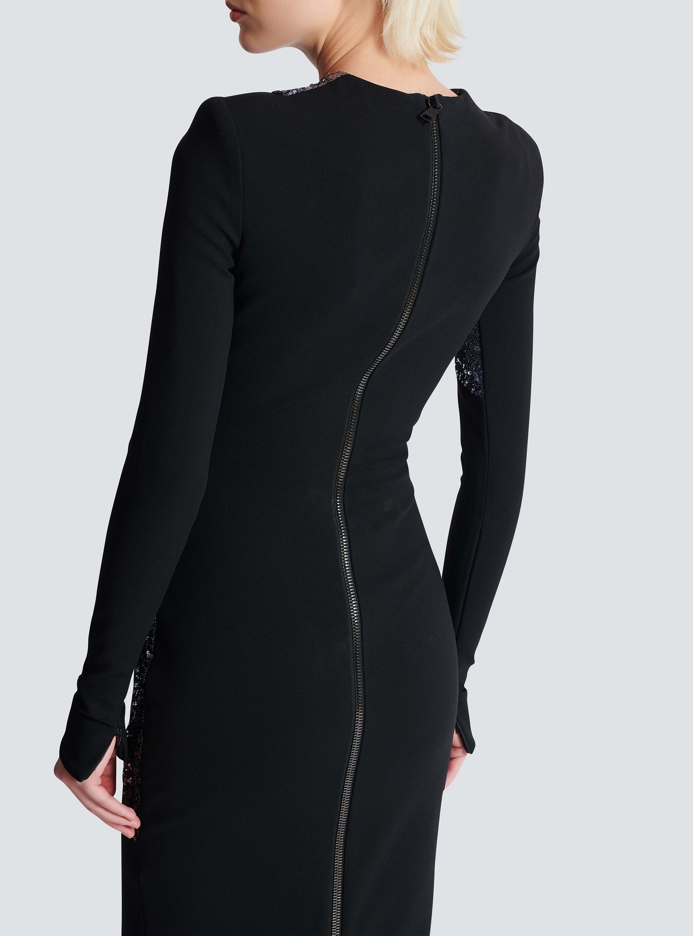 Long embroidered dress with Face motif