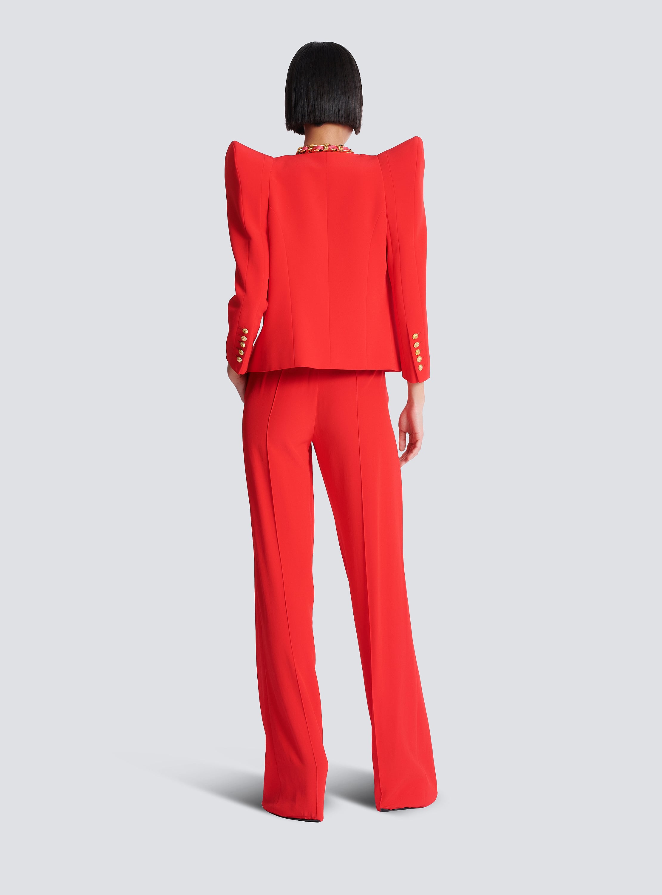 ジャケット BALMAIN Women Jackets EF0SI505VB00 3CE Red Fitted crepe 6-button jacket red red - Women | BALMAIN