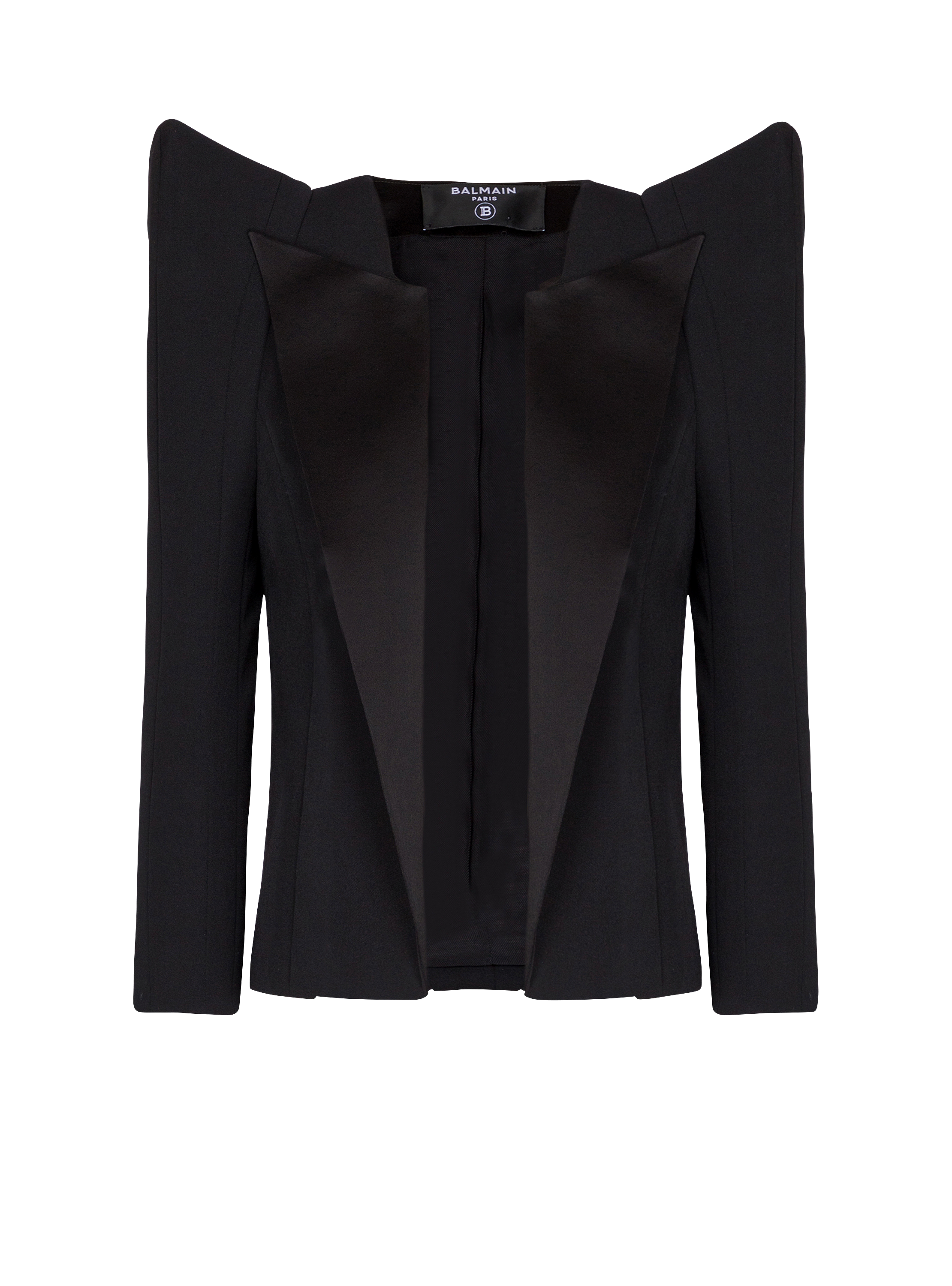 Cropped grain de poudre jacket with structured shoulders