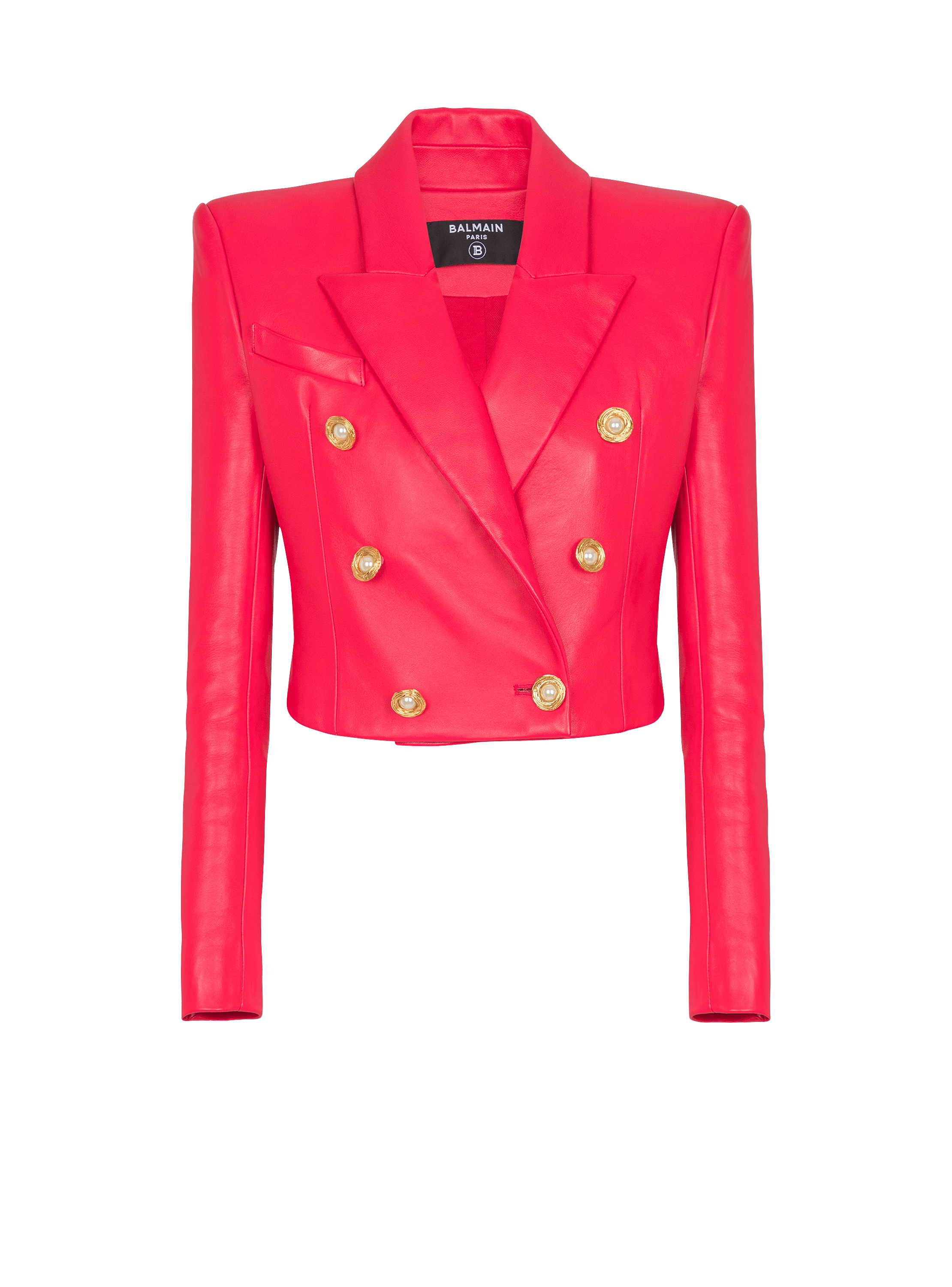 Cropped lambskin 6-button jacket