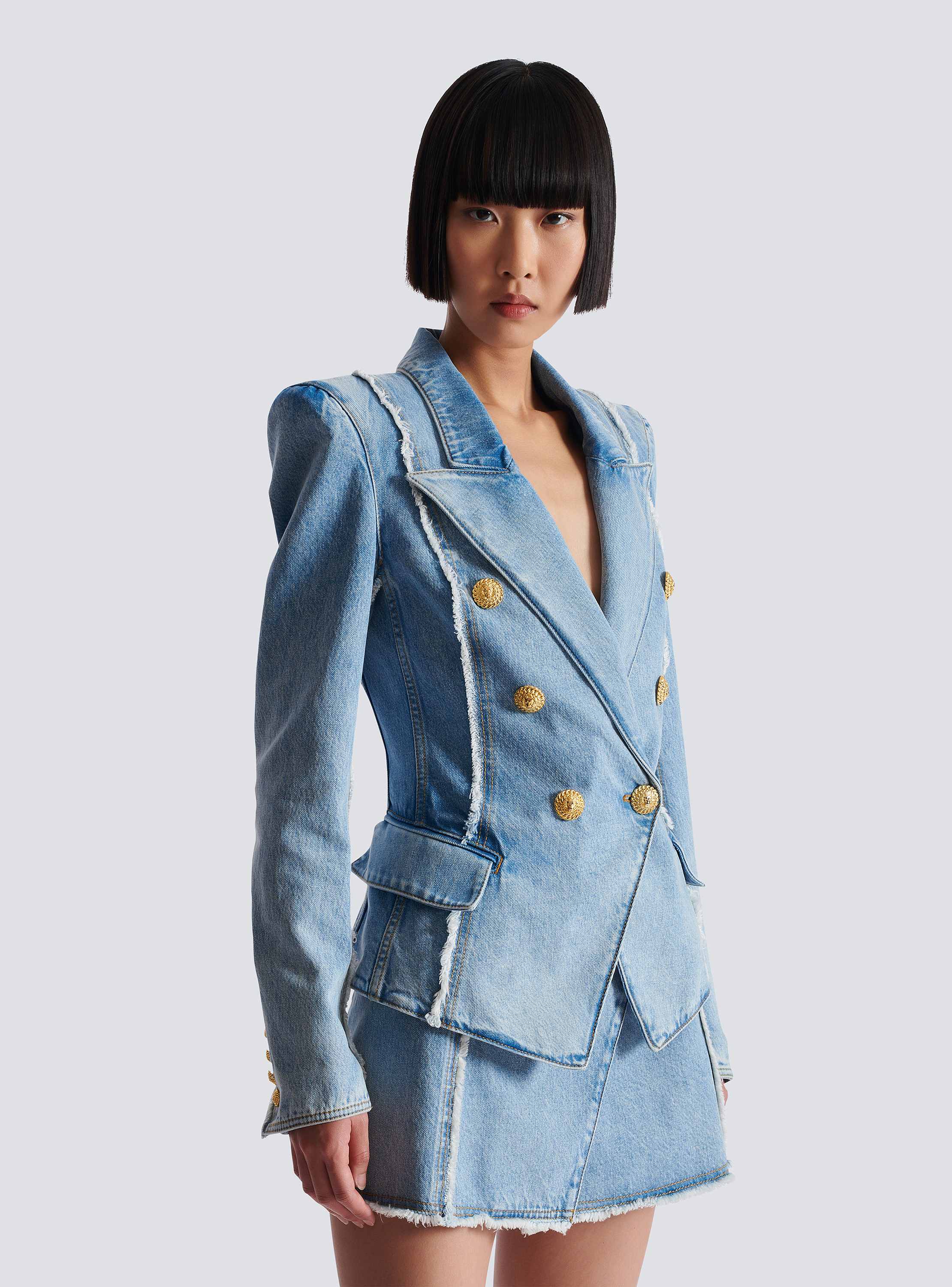 ジャケット BALMAIN Woman Jacket Blue CF1TC130DE04 6FF Balmain Outlet: Jacket woman - Blue | Balmain jacket