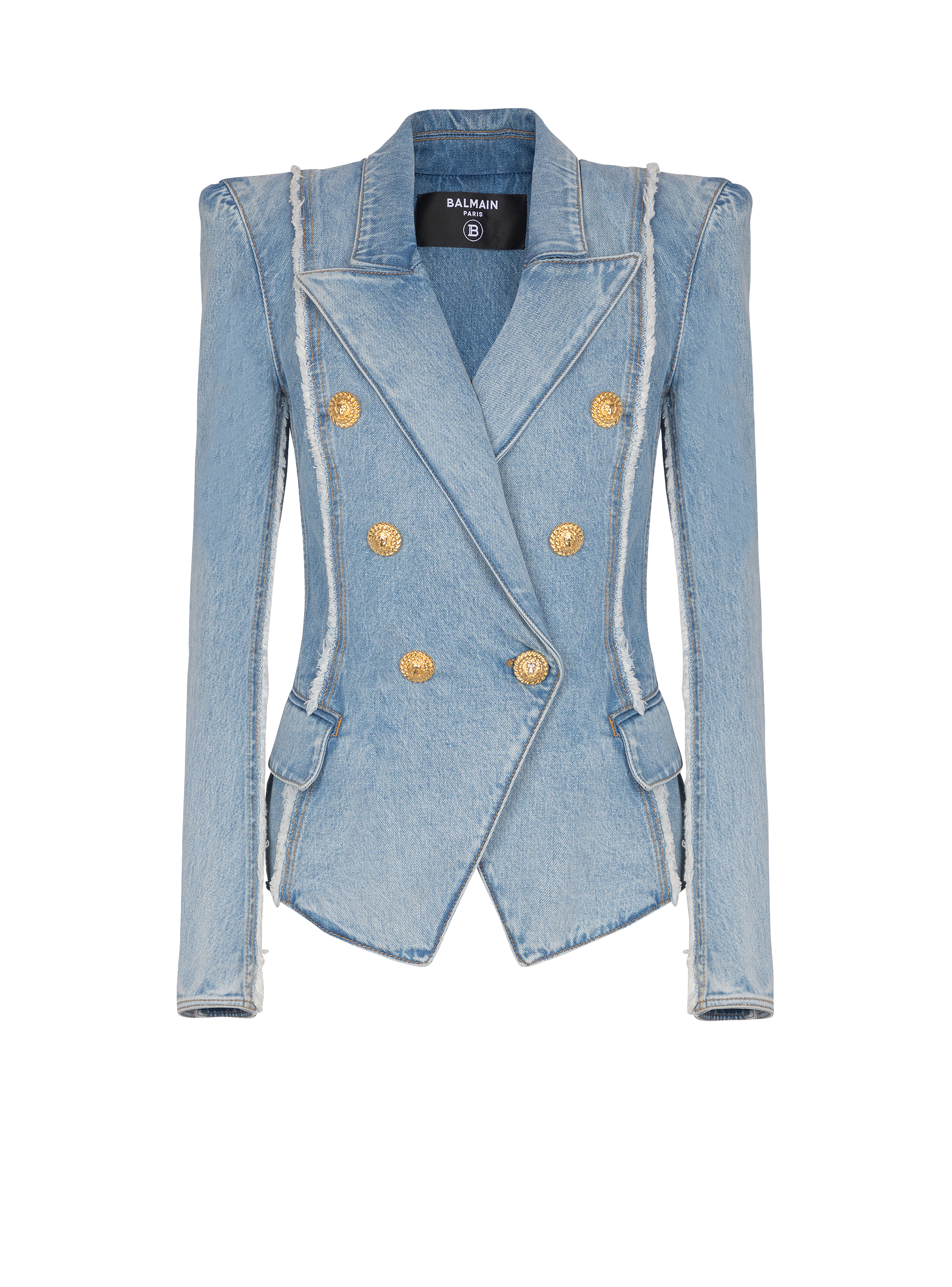 6-button tailored denim jacket