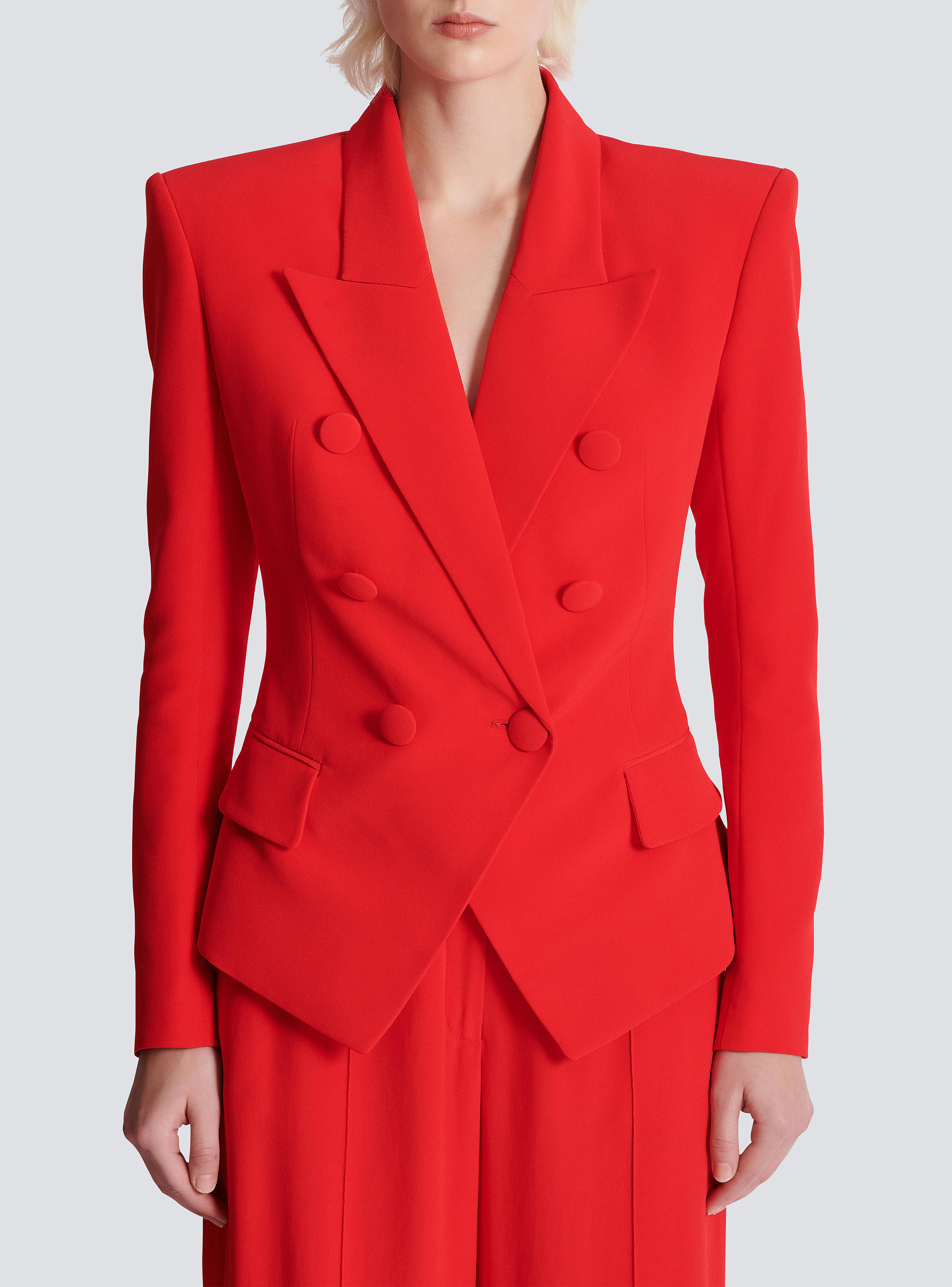 ジャケット BALMAIN Women Jackets EF0SI505VB00 3CE Red Fitted crepe 6-button jacket red red - Women | BALMAIN