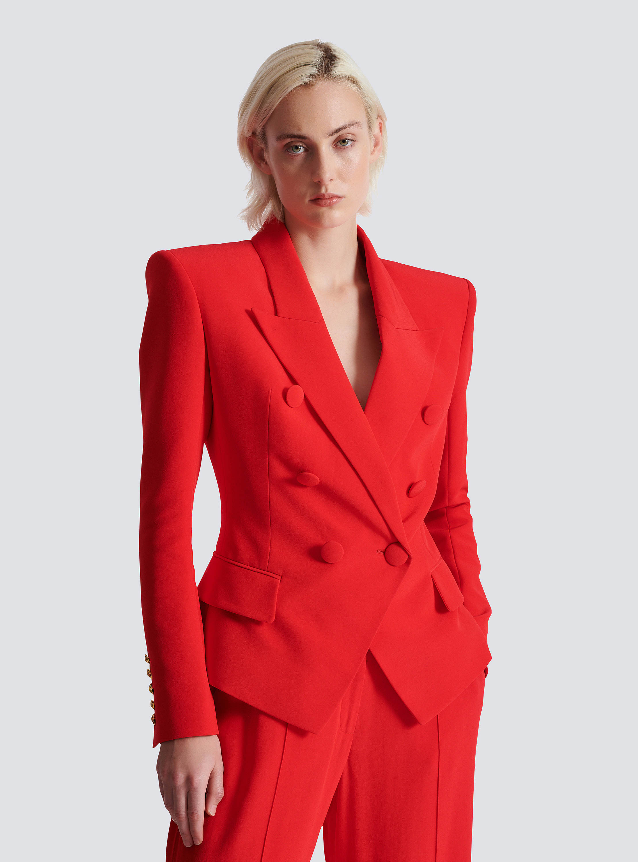  特価ブログのポータルサイト 6-button crepe Fitted jacket BALMAIN | Women - red ジャケット・アウター