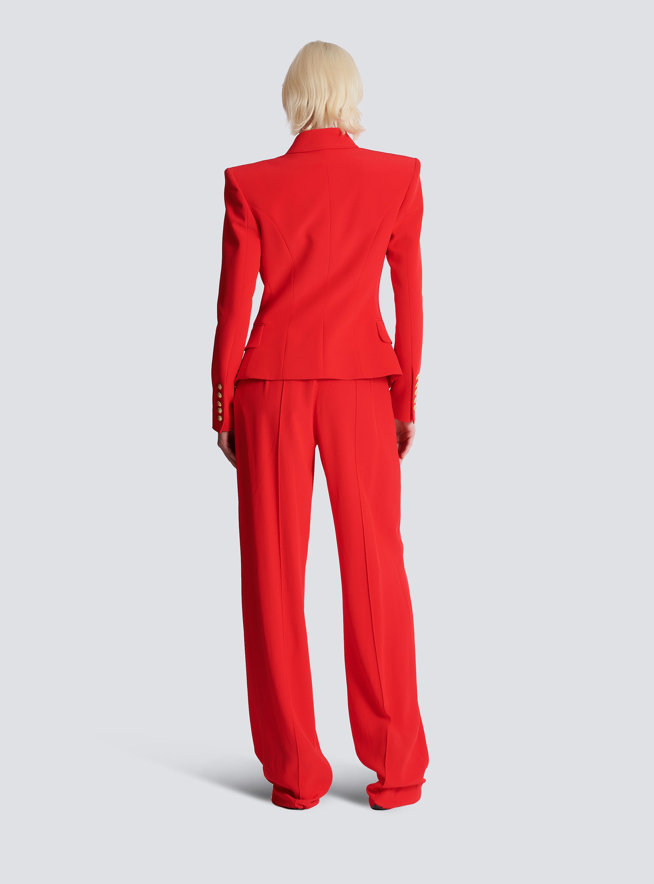 商品画像：Fitted crepe 6-button jacket red - Women | BALMAIN 4
