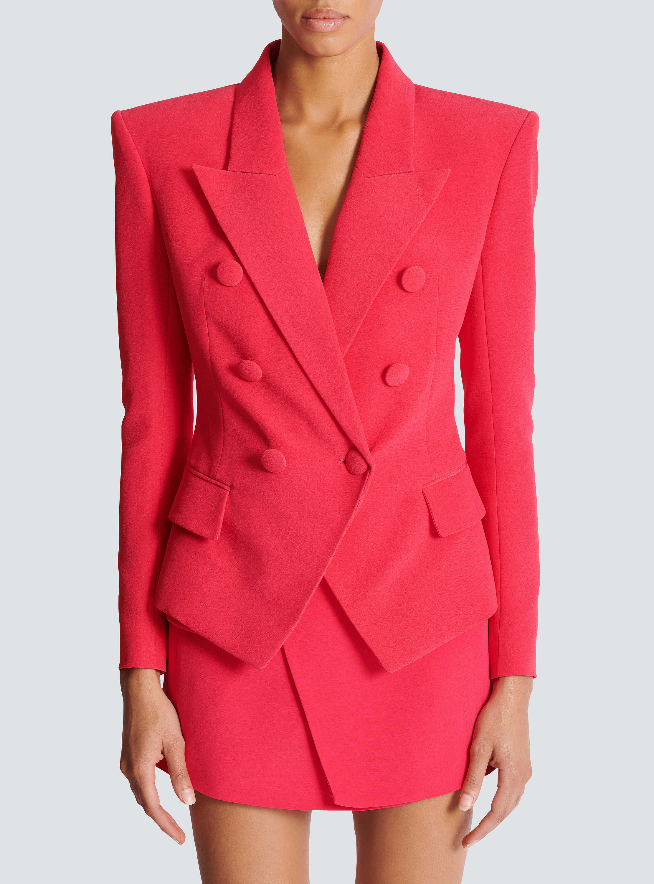 Fitted crepe 6-button jacket