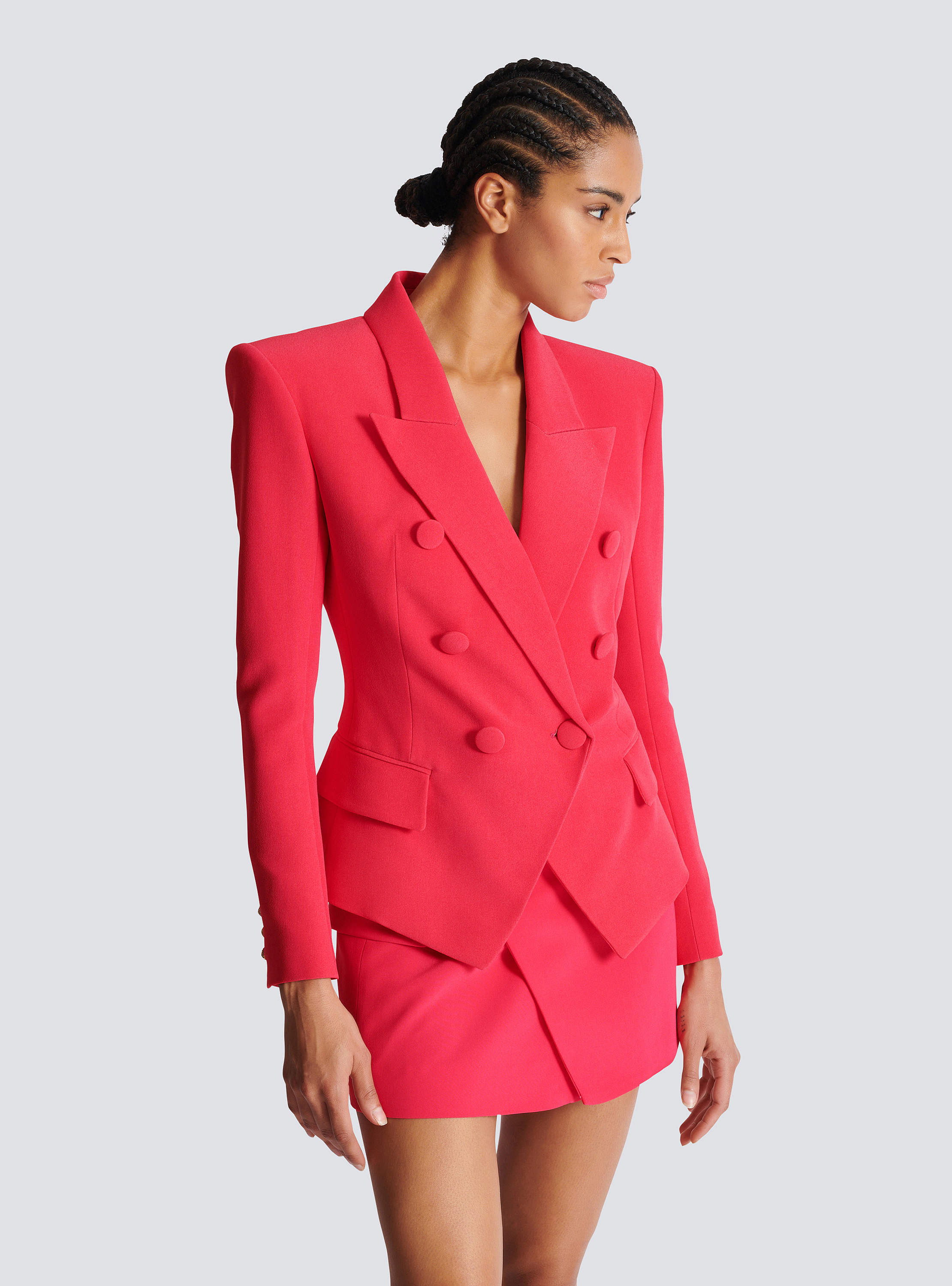 Fitted crepe 6-button jacket