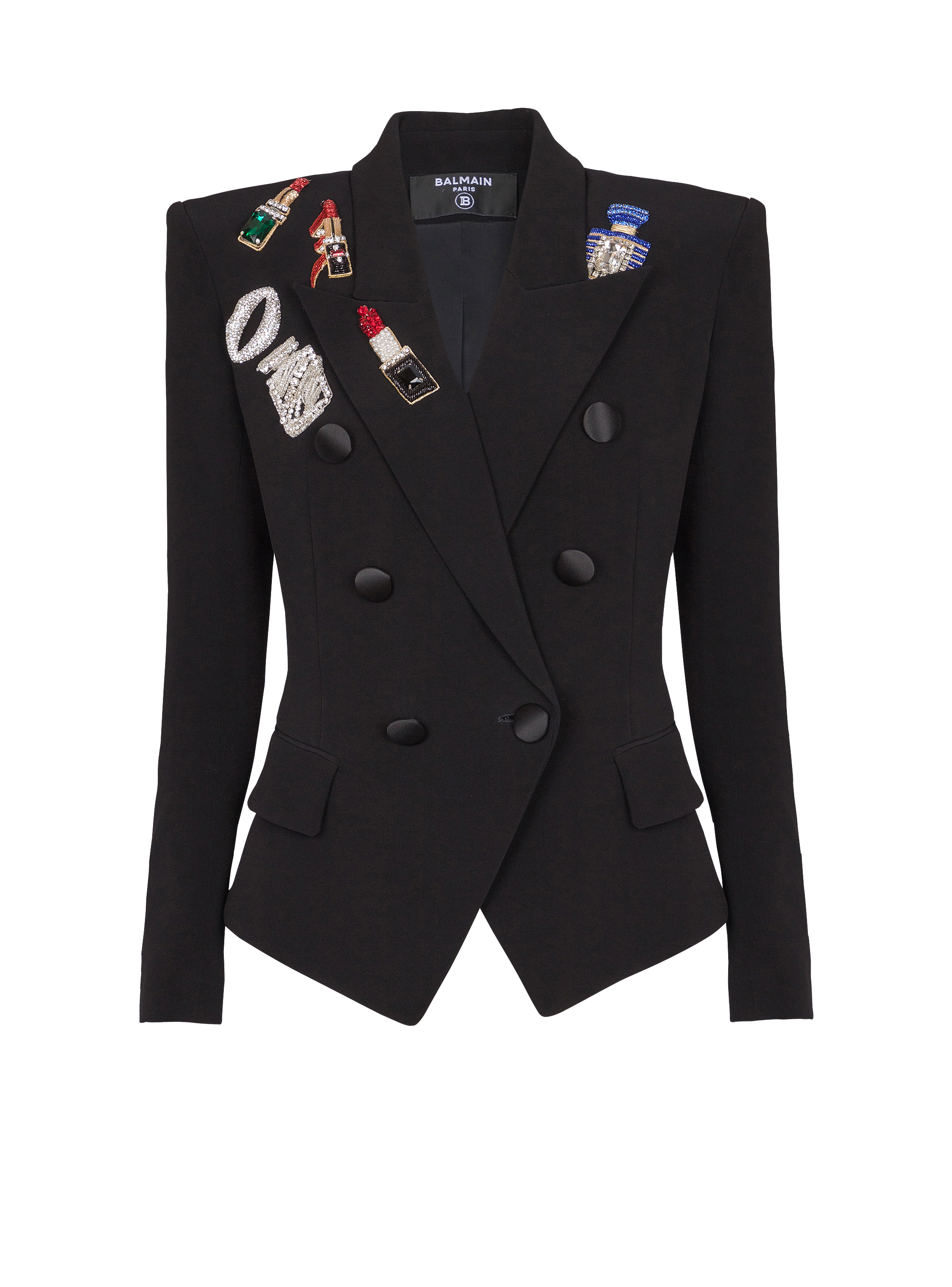 Fitted 6-button jacket with patches