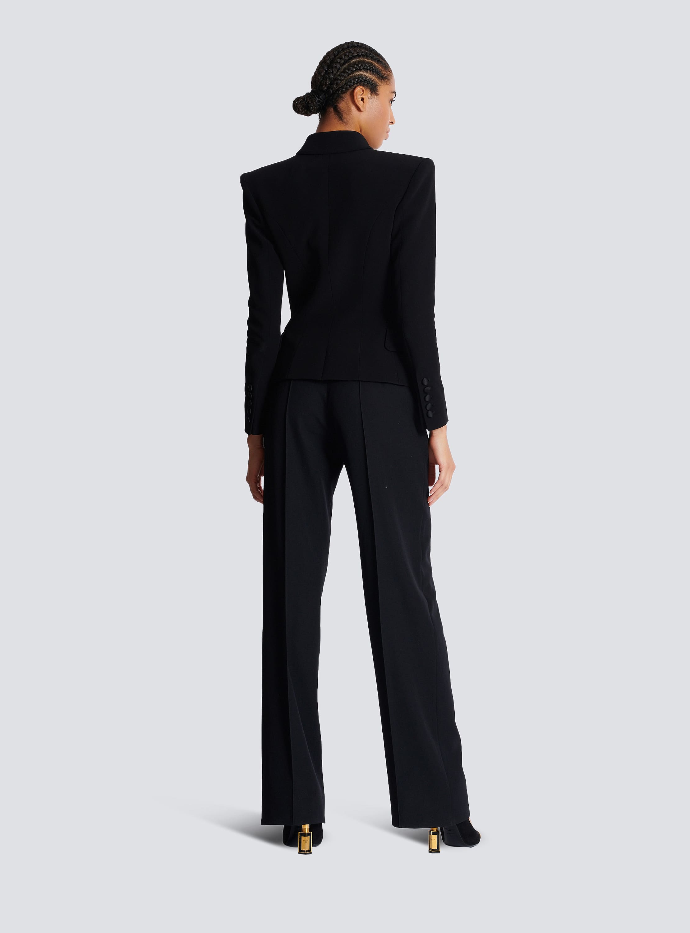 Fitted 6-button jacket with patches black - Women | BALMAIN