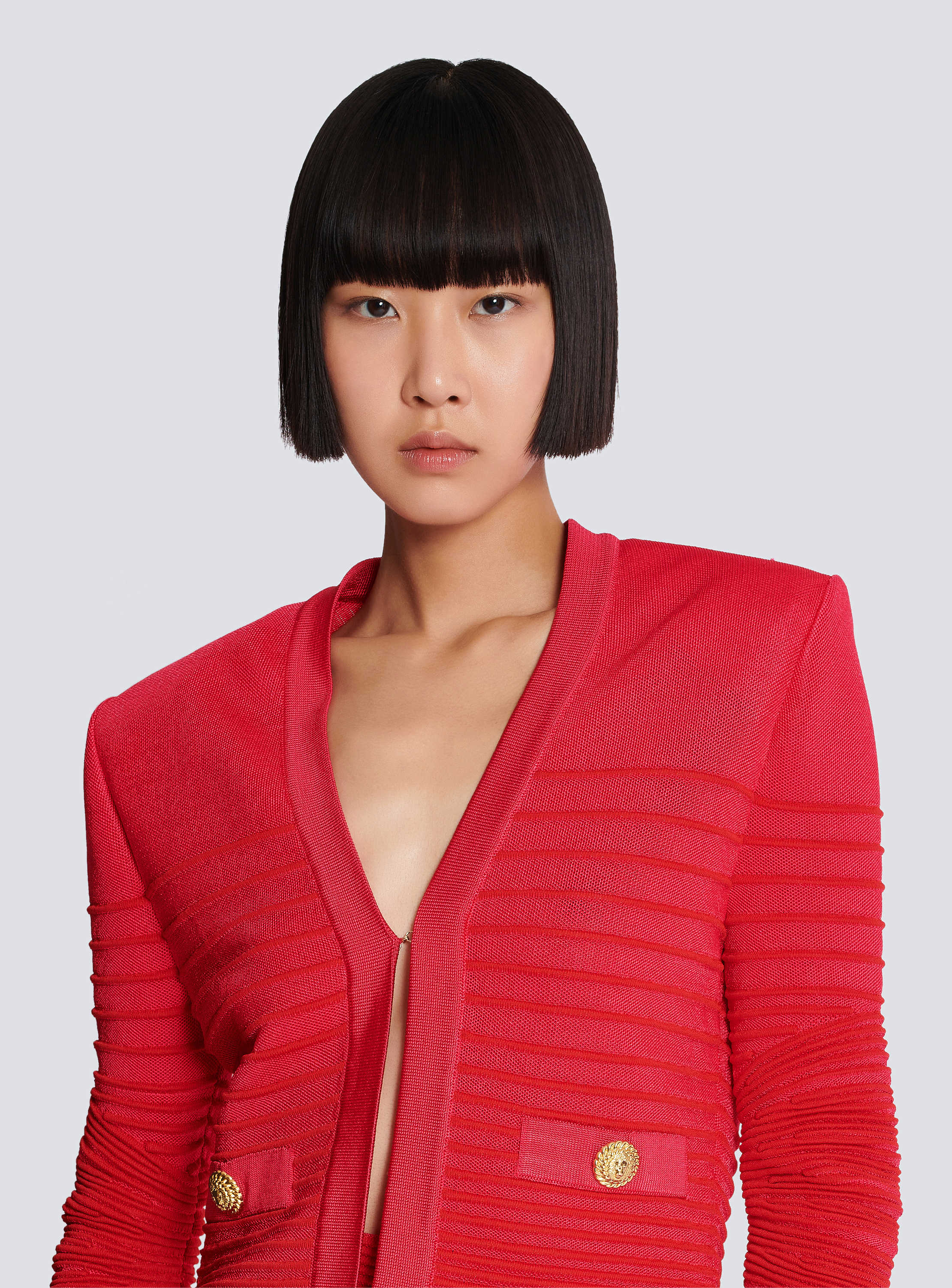 ニットカーディガン フロント突合せデザイン