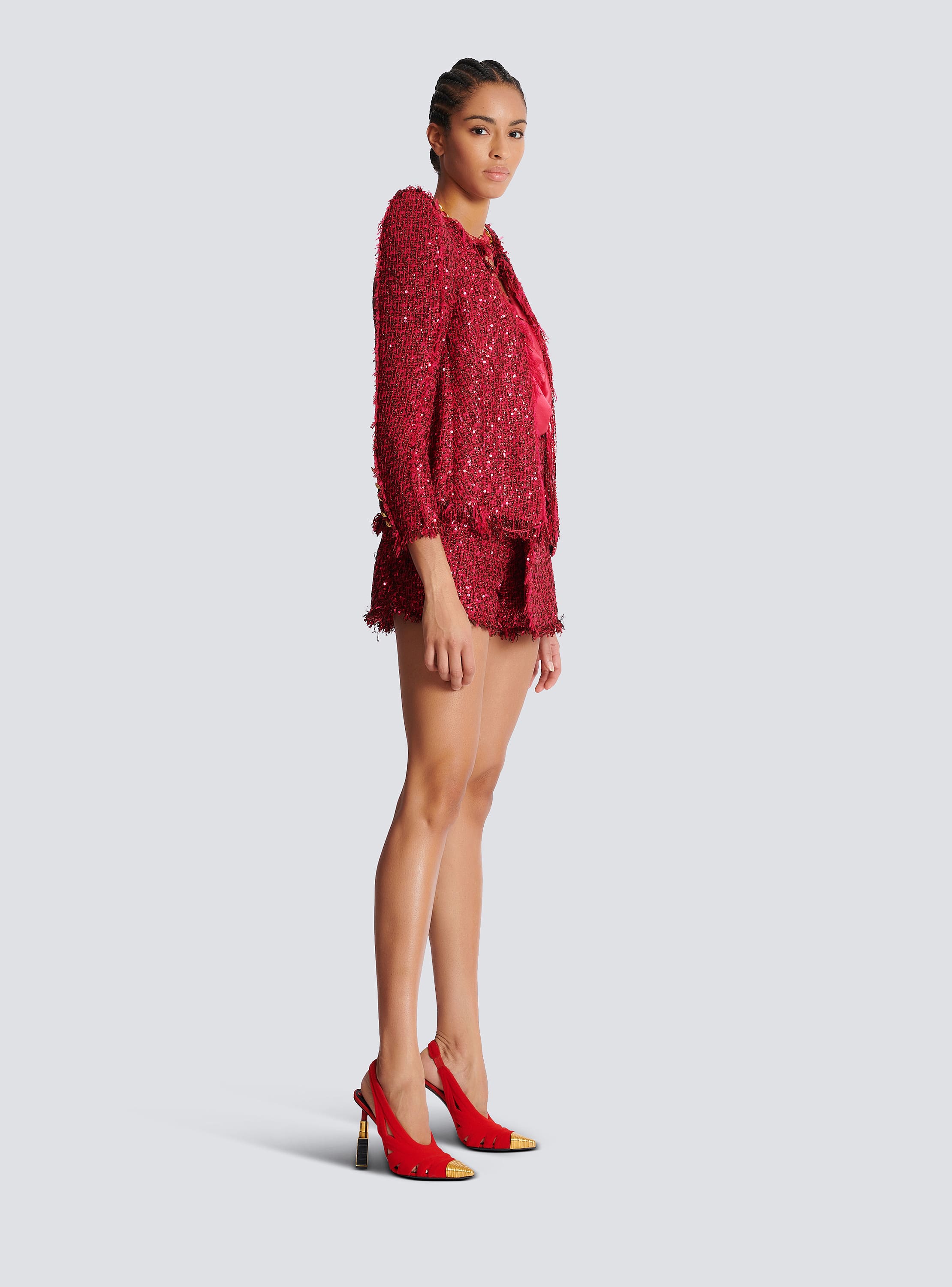 Edge-to-edge sequin tweed jacket - Women | BALMAIN