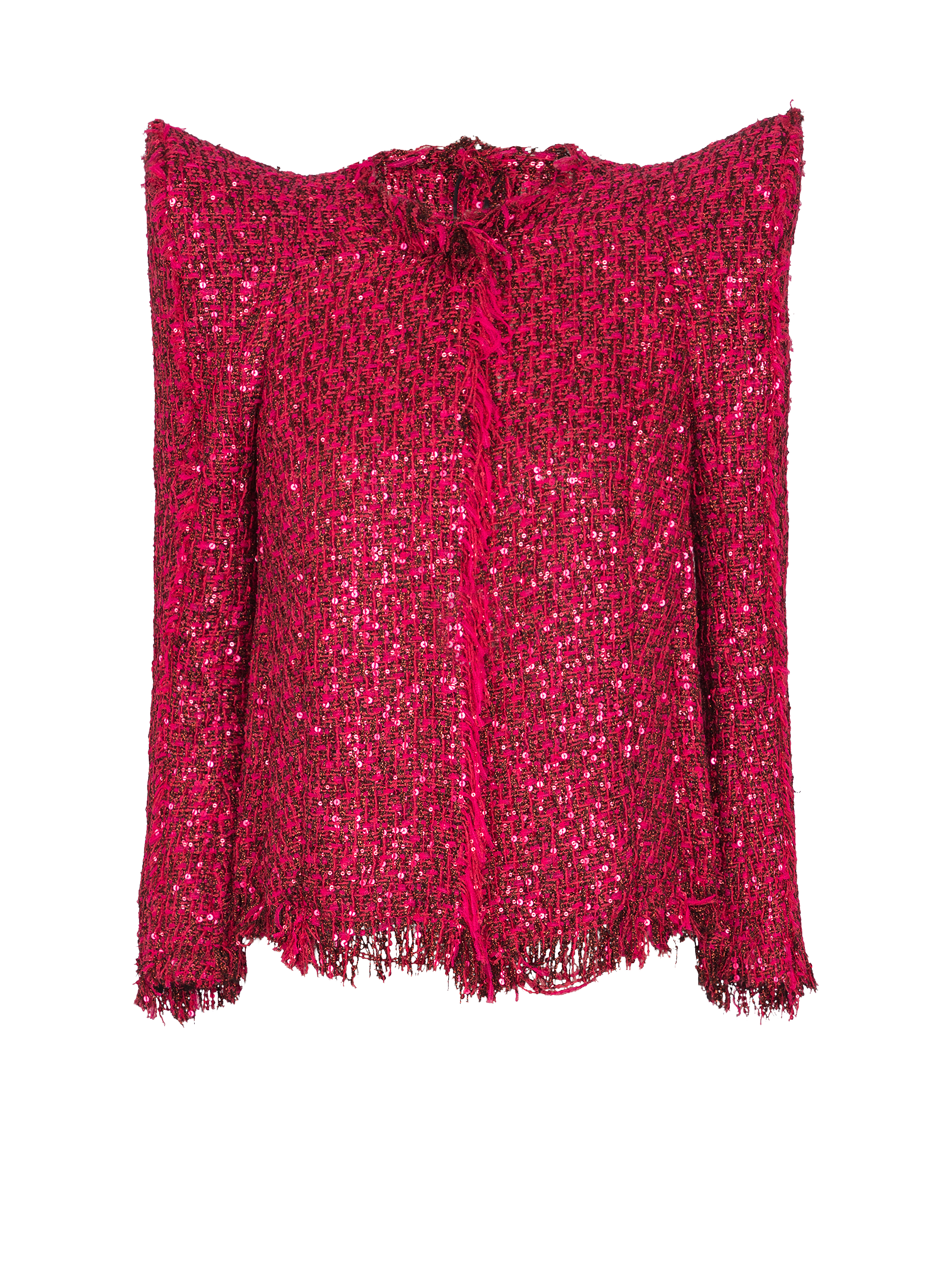 Edge-to-edge sequin tweed jacket