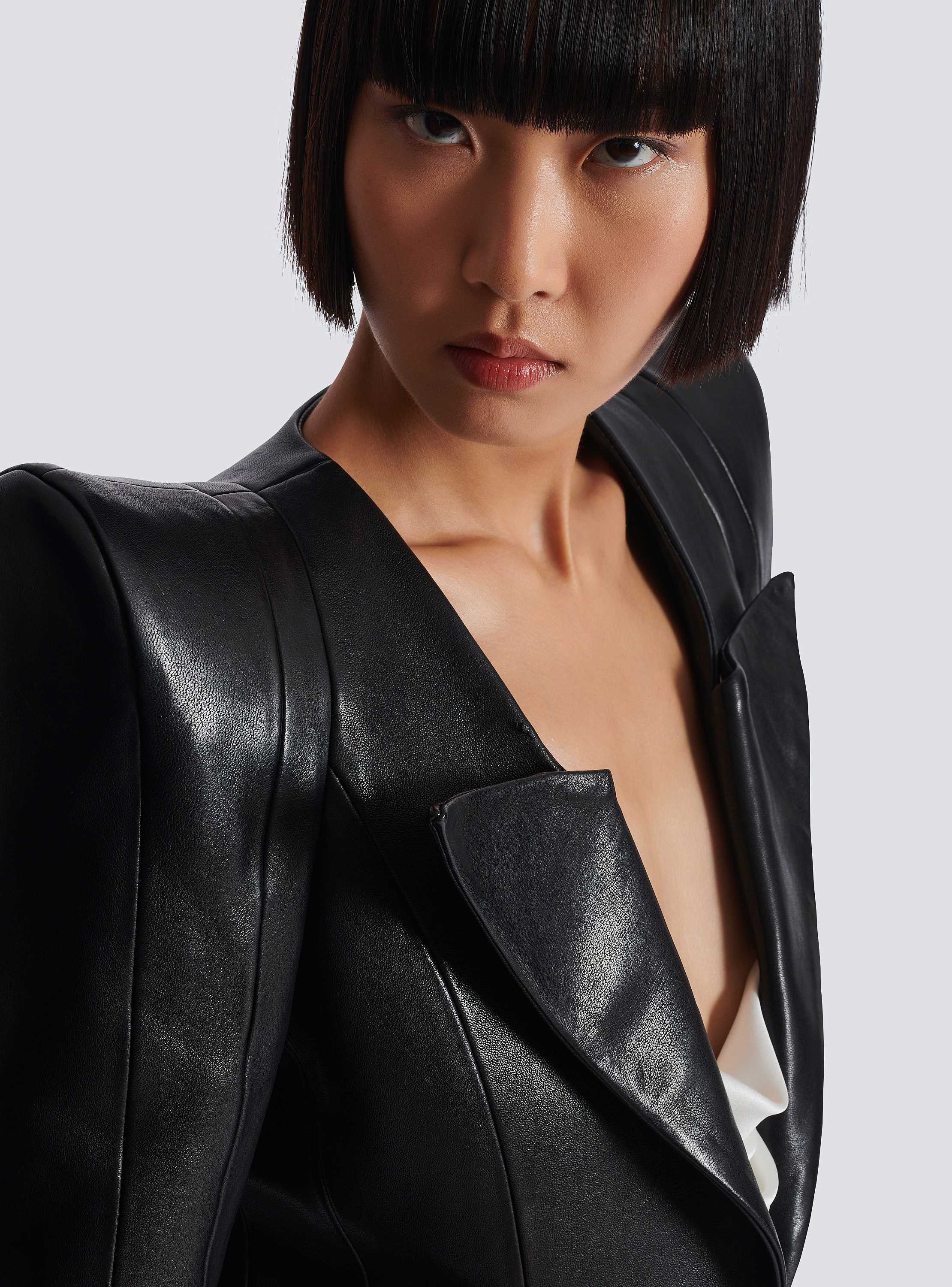 Fitted lambskin jacket black - Women | BALMAIN
