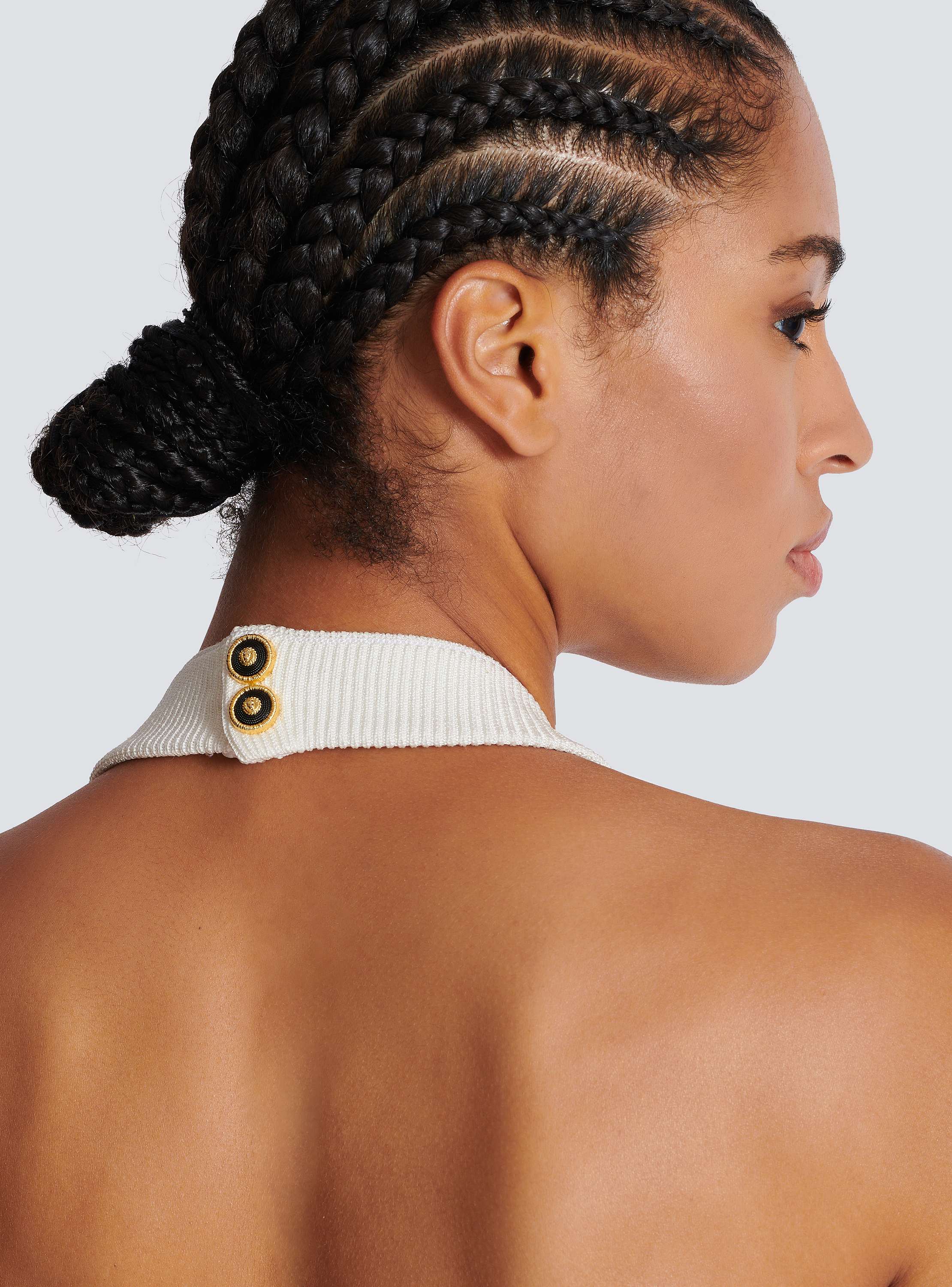 Ribbed knit halterneck top white - Women | BALMAIN