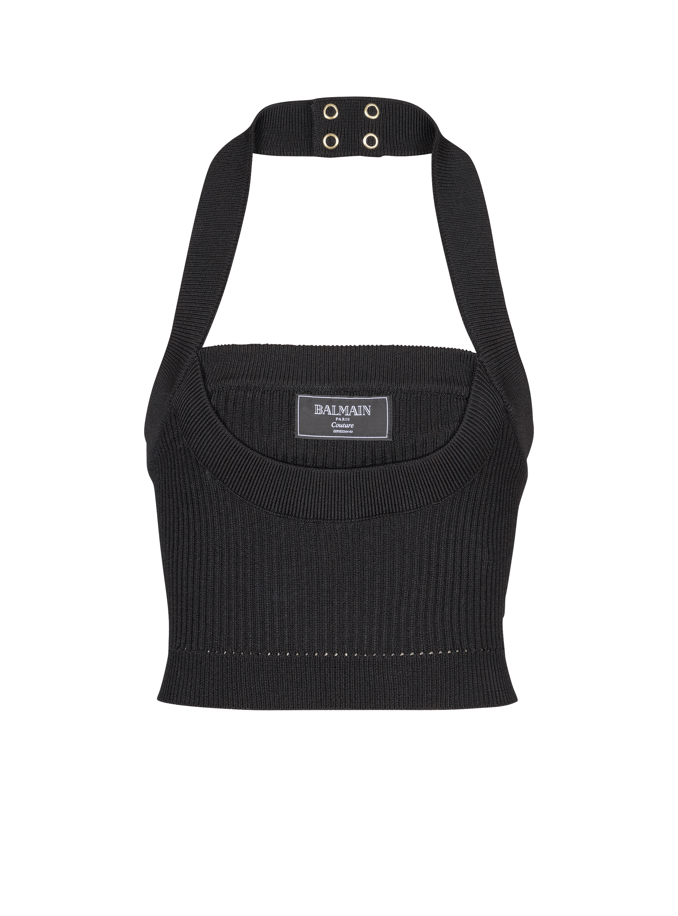 Ribbed knit halterneck top