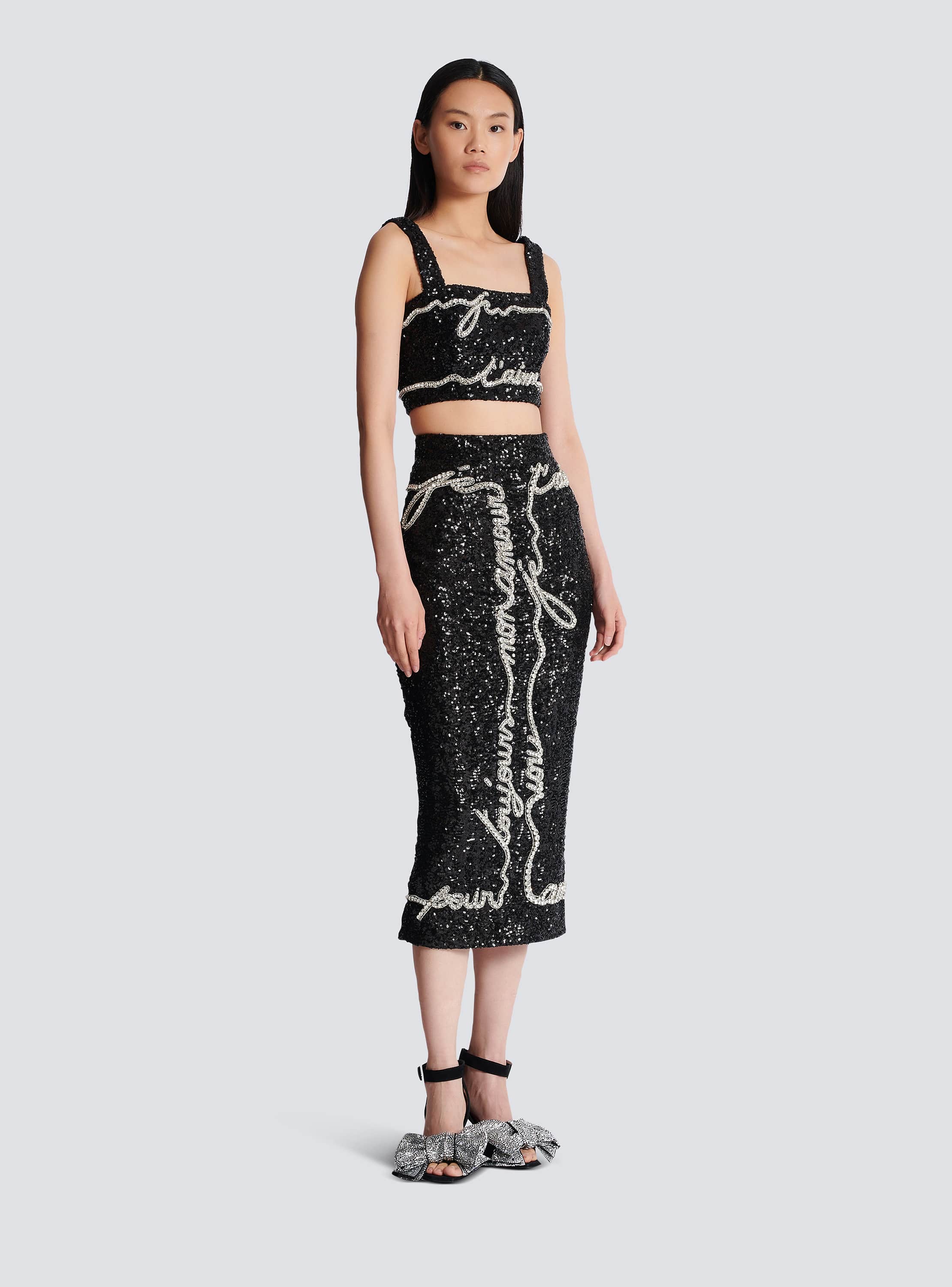 Cropped top with "Love Letter" embroidery