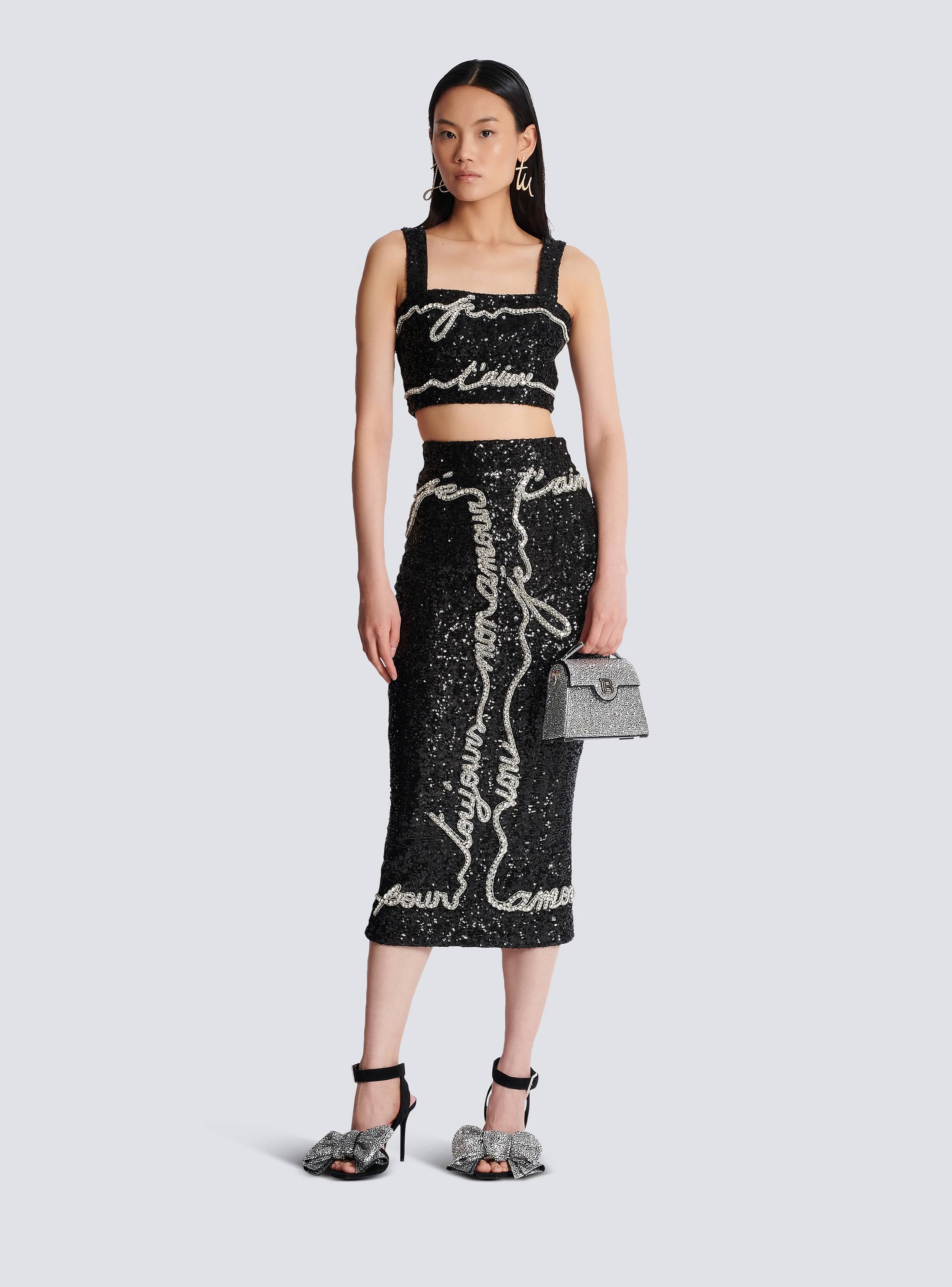 Cropped top with "Love Letter" embroidery