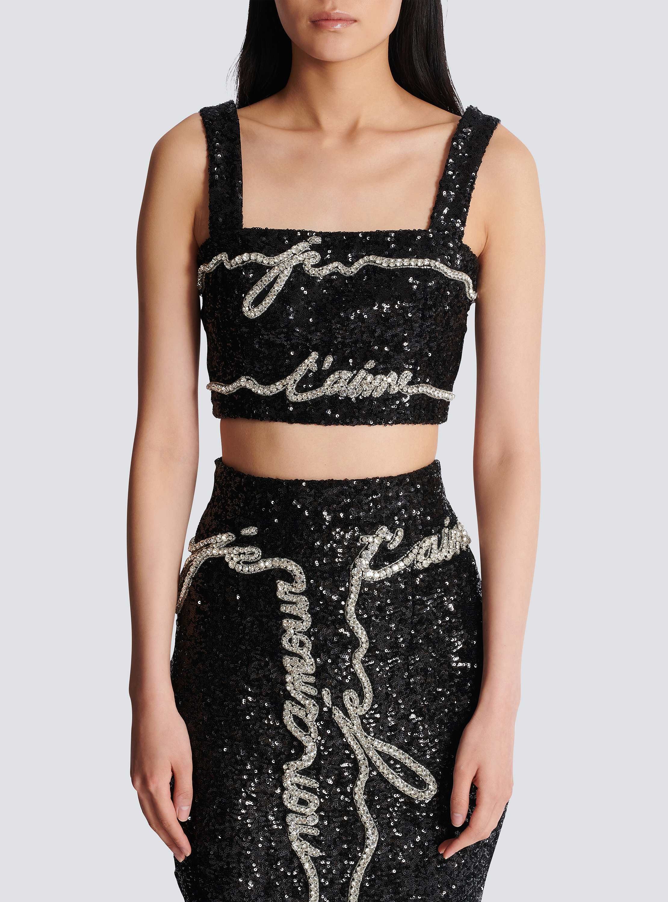 Cropped top with "Love Letter" embroidery