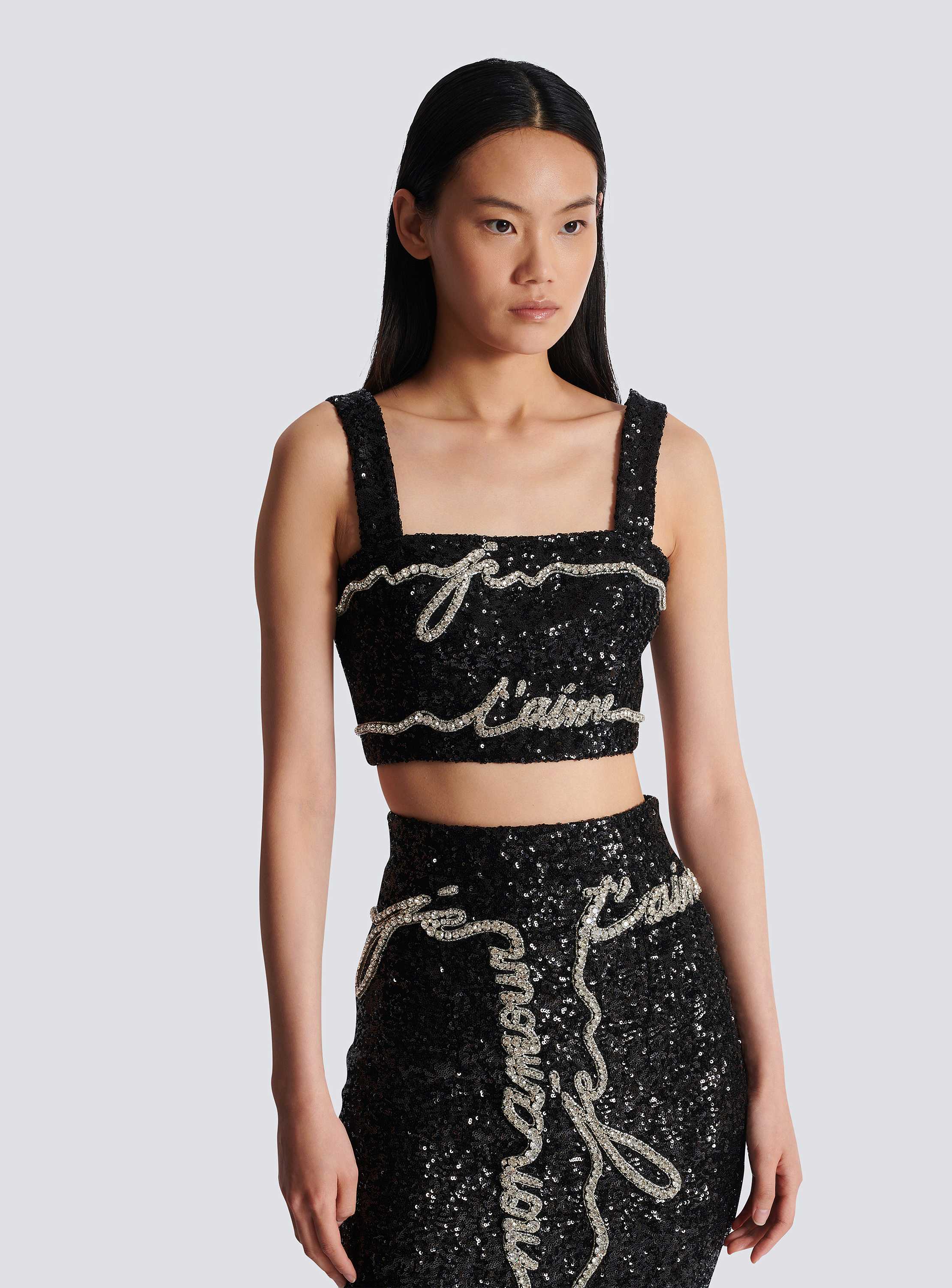 Cropped top with "Love Letter" embroidery