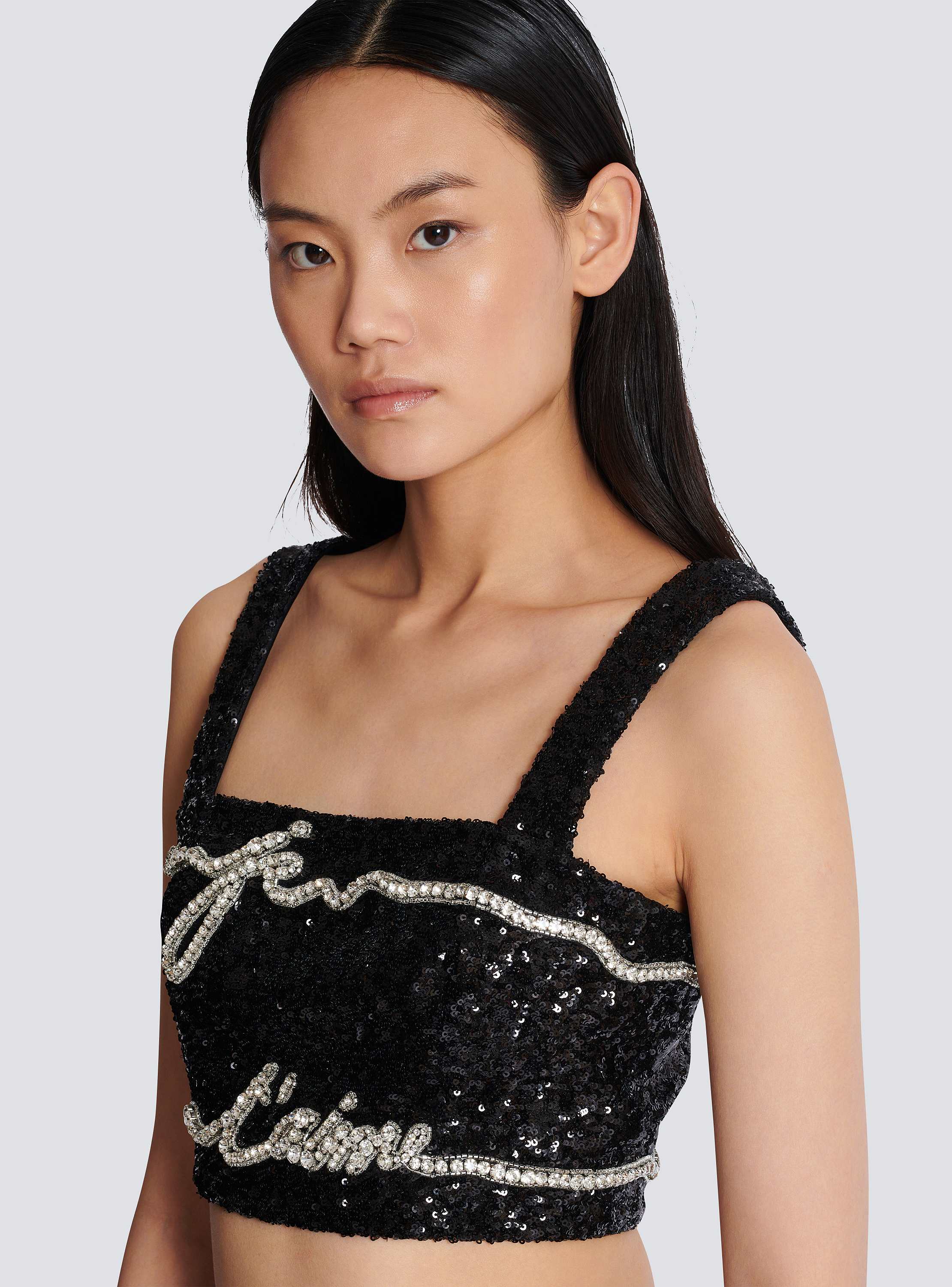 Cropped top with "Love Letter" embroidery