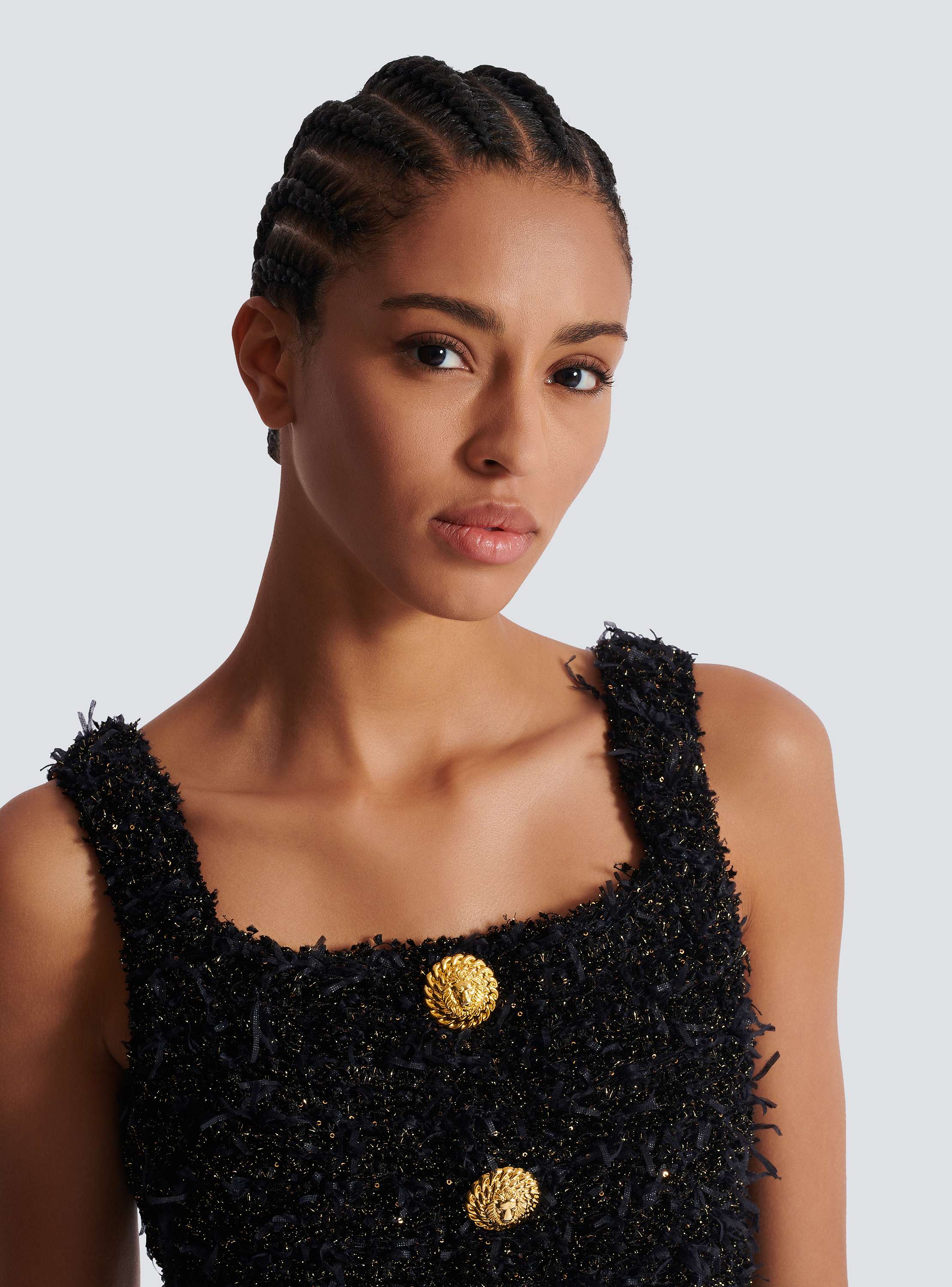 Tweed knit crop top Women BALMAIN