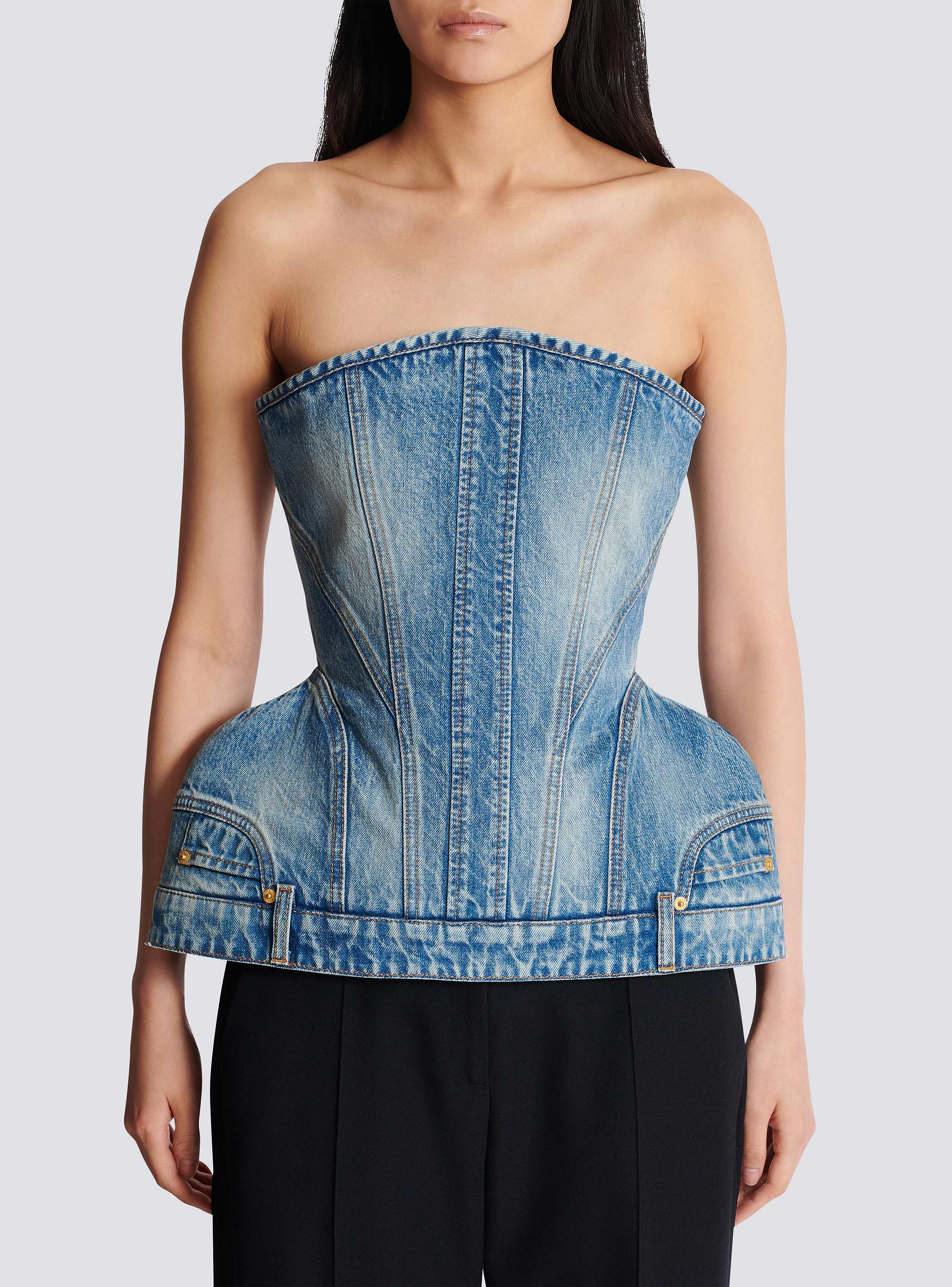 Structured denim bustier