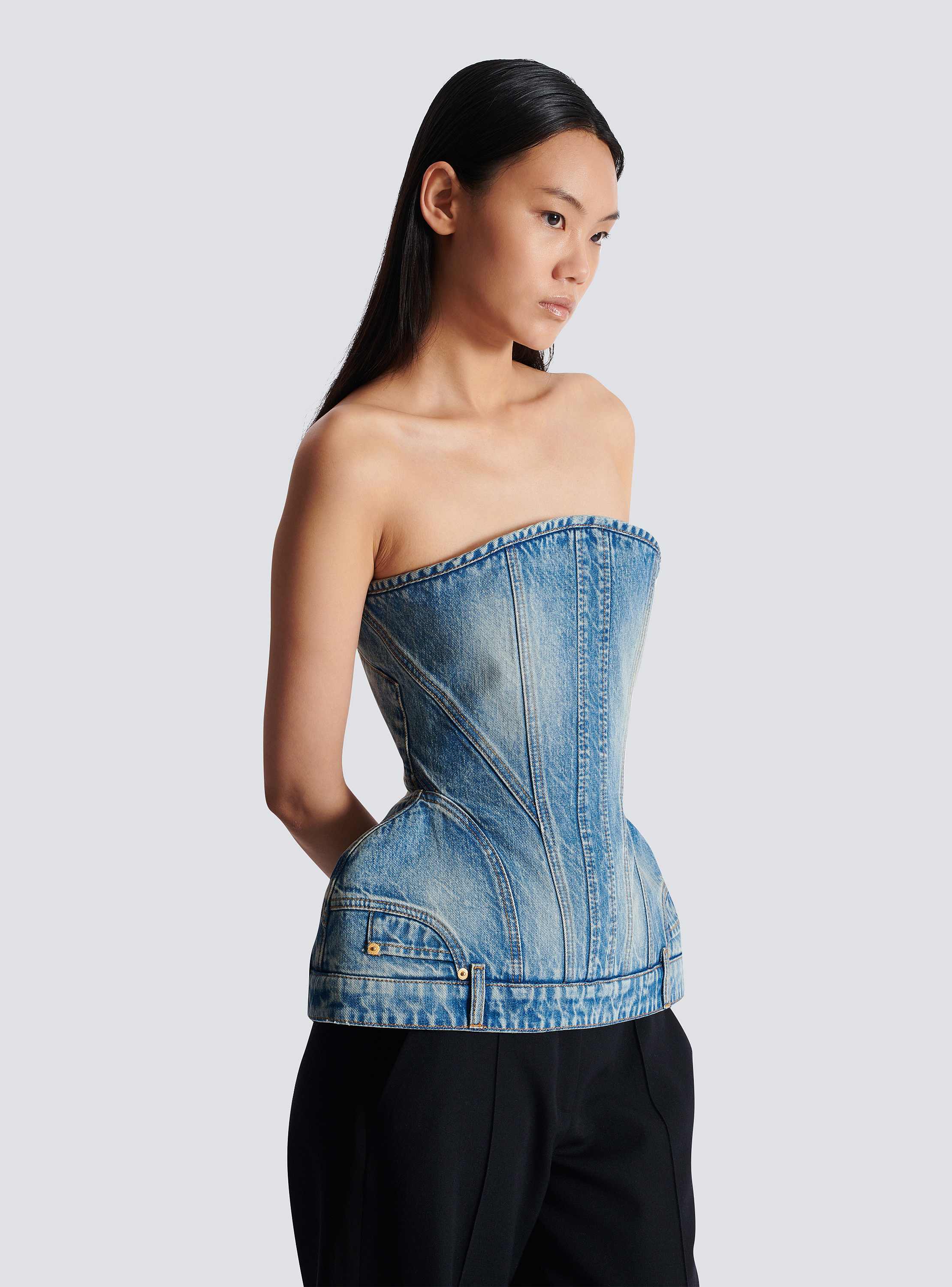 Structured denim bustier