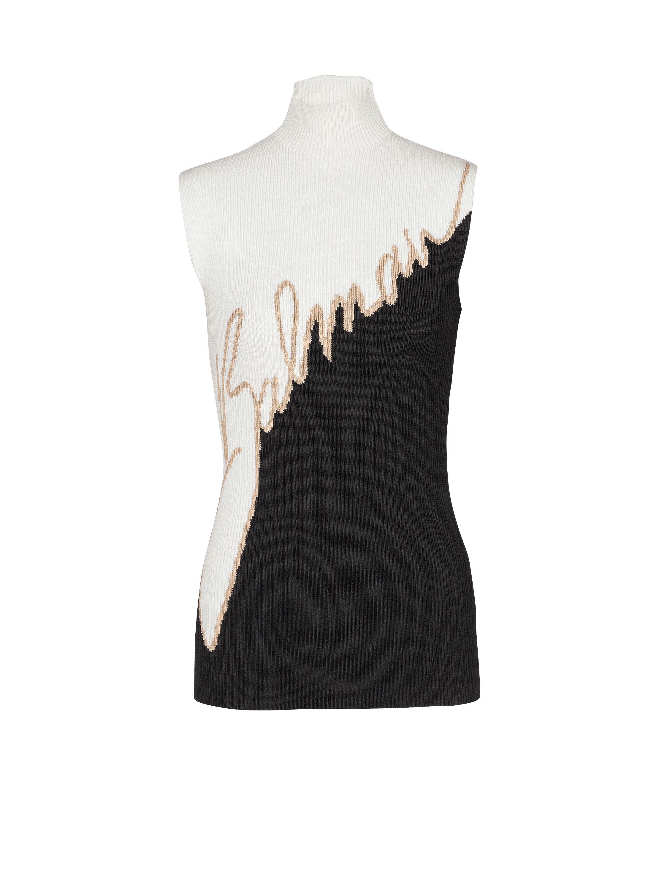 Sleeveless high-neck knit top