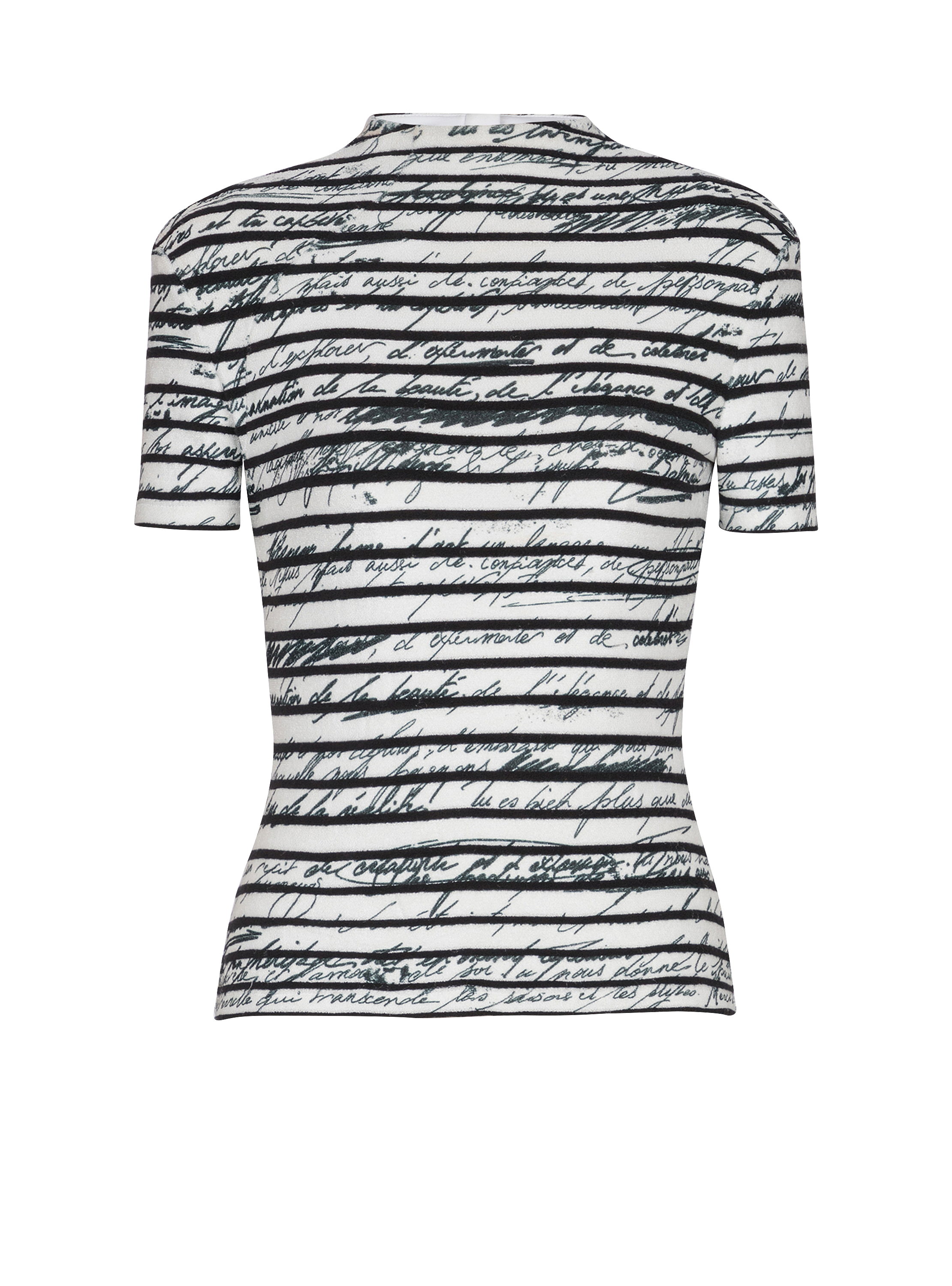 Three-buttons marinière love letter print top