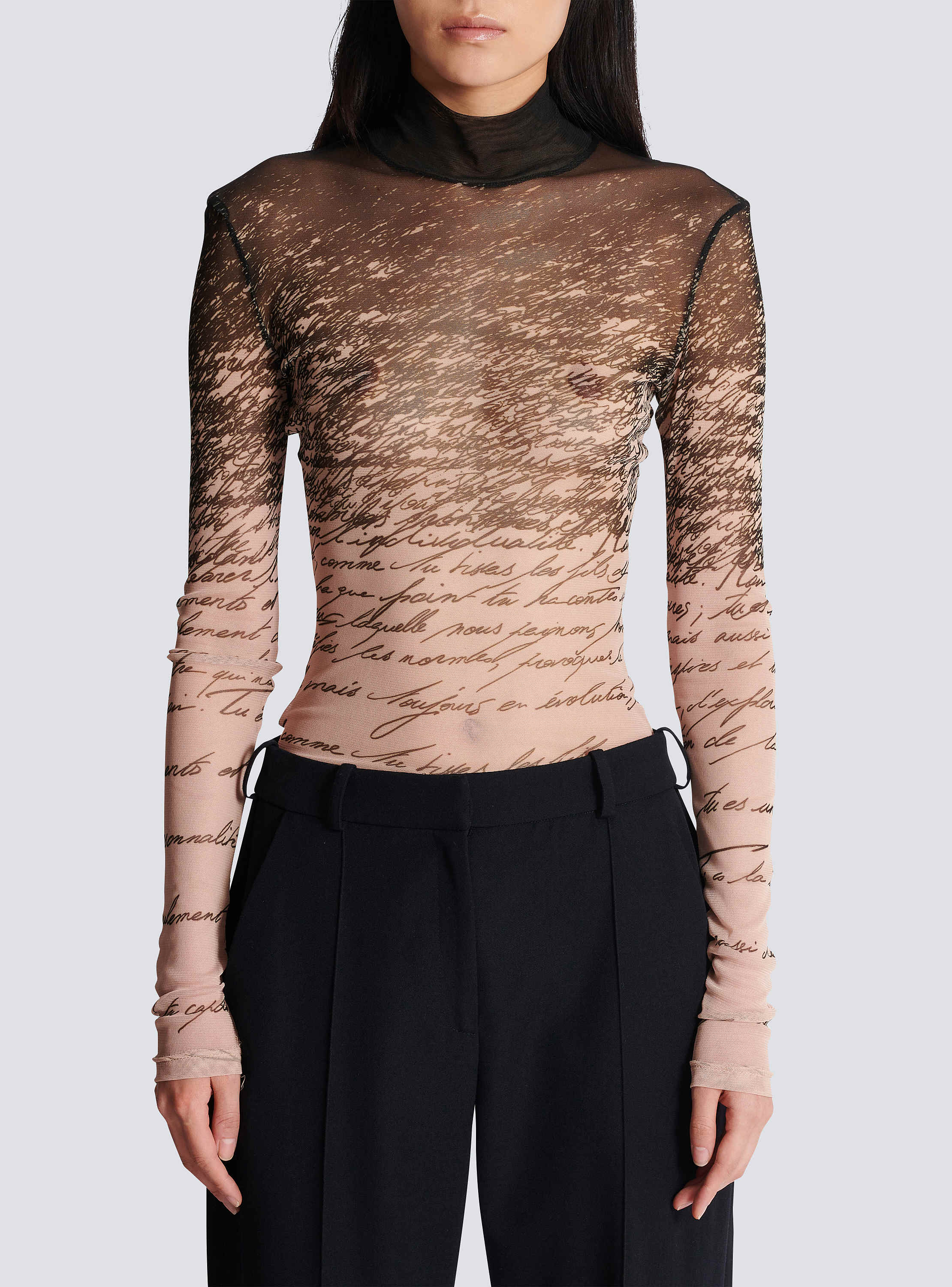 ベスト・ジレ BALMAIN FW25 Cream jacquard vest (FF1AG740VI29 0CF) Long-sleeved top with 