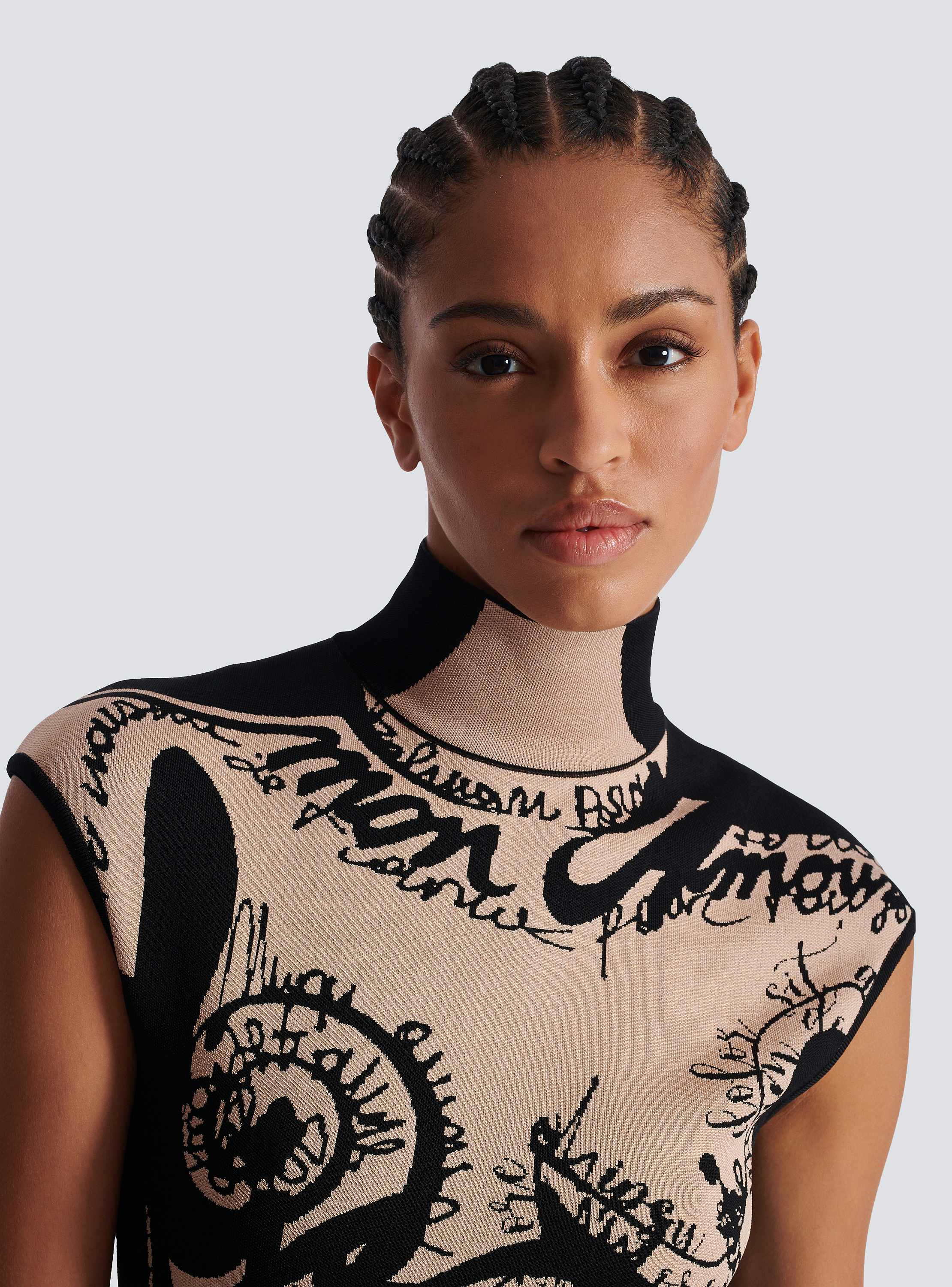 ボディ トロンプルイユ ジャカードニット ボディスーツ