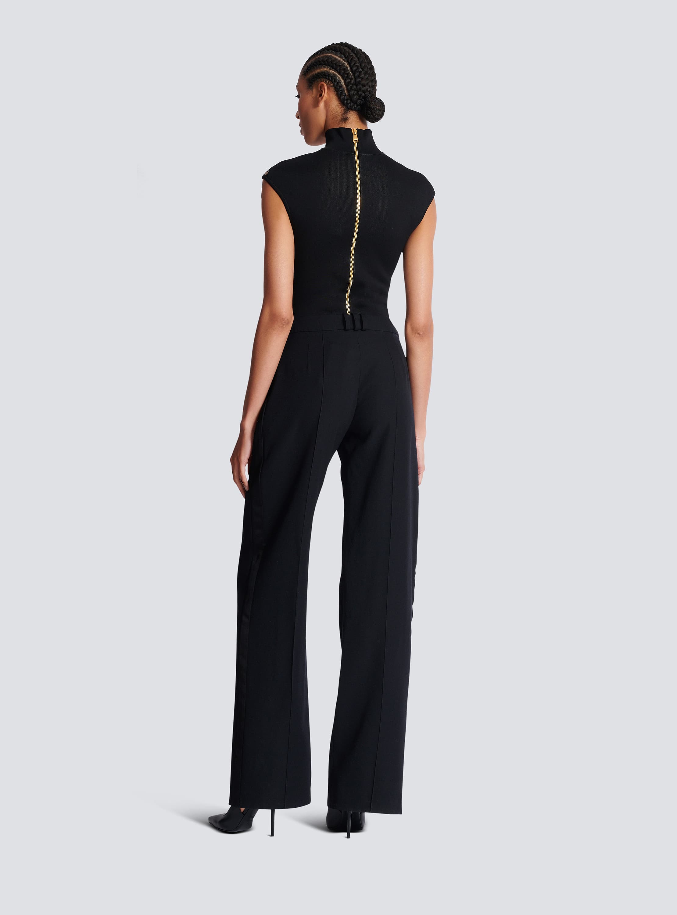 Jacquard knit bodysuit with torso motif beige - Women | BALMAIN