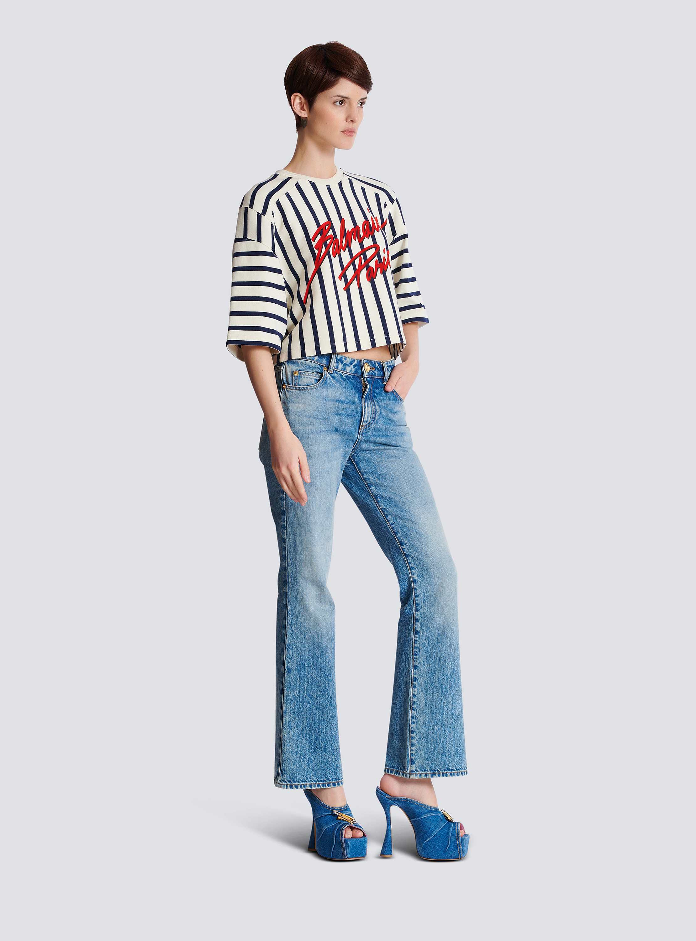 Striped Balmain Baseball top multicolor - Women | BALMAIN