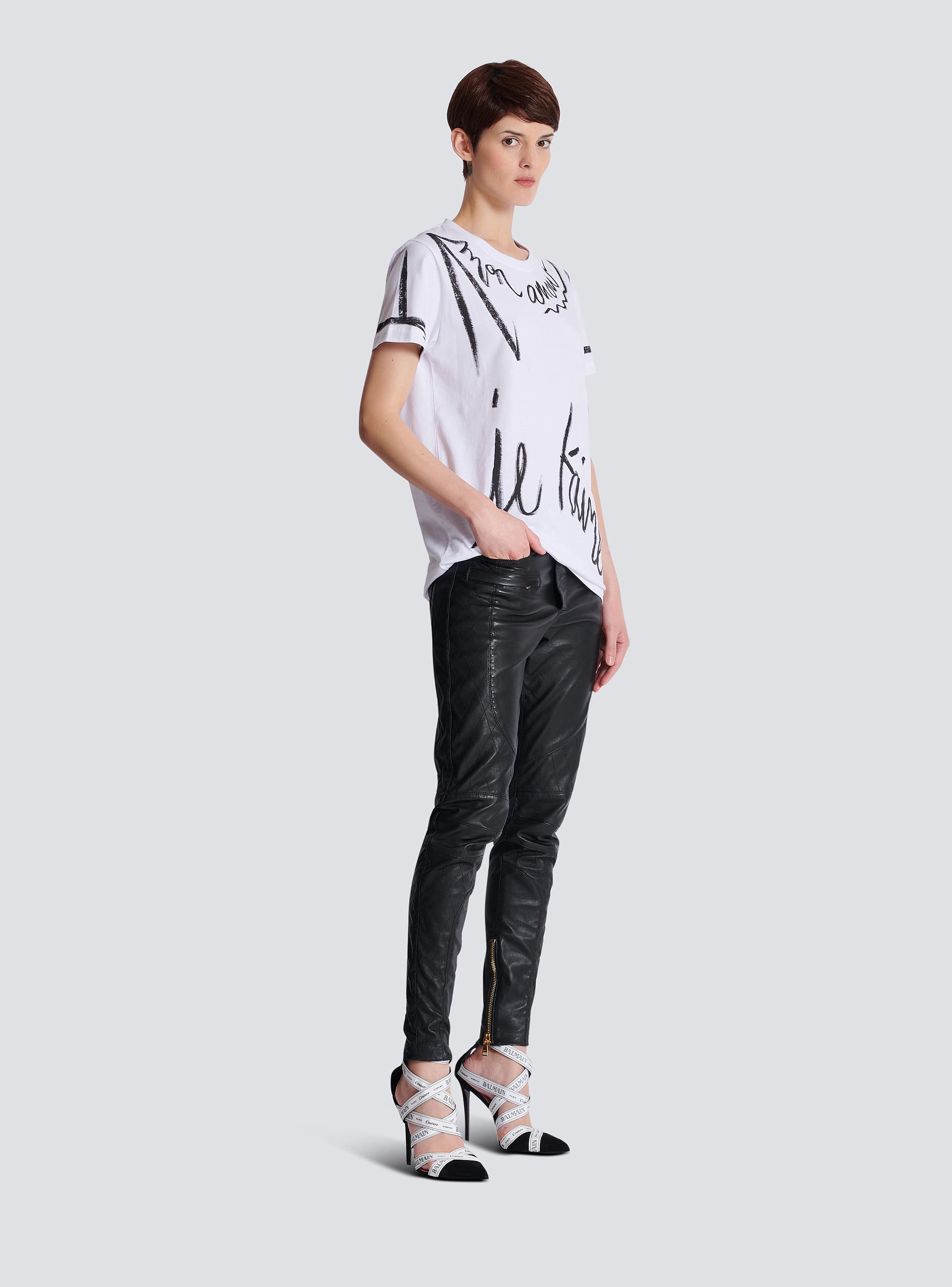 Tシャツ・カットソー BALMAIN Women Tunic Tops EF1EF000GE35 WHITE Short-sleeved T-shirt with 