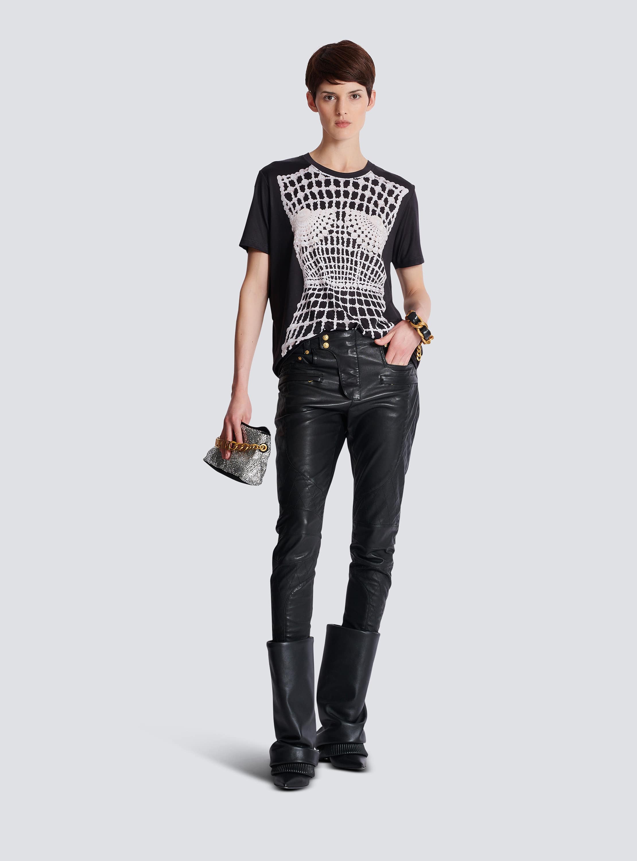 Loose T-shirt with faux embroidery print - Women | BALMAIN